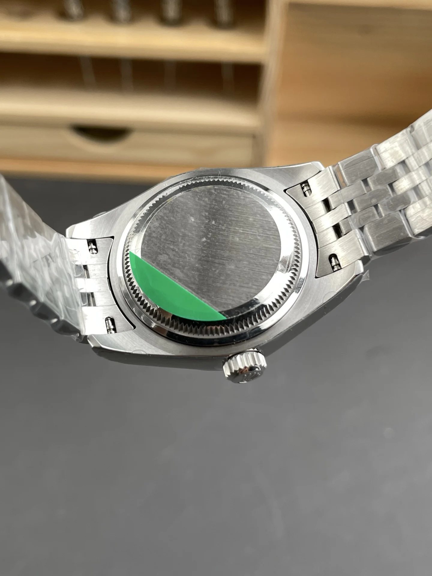 Rolex Datejust Silver Dial Diamond-Set 28mm — photographed off the sweep