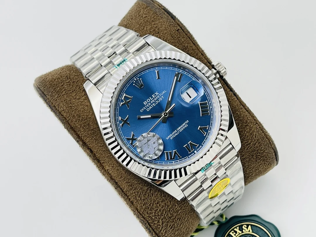 Rolex Datejust Steel Blue Dial — photographed off the sweep
