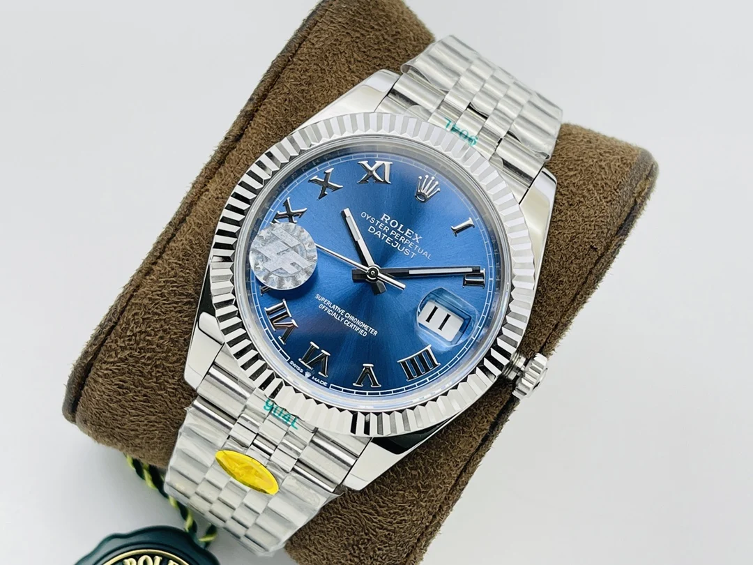 Rolex Datejust Steel Blue Dial — photographed off the sweep