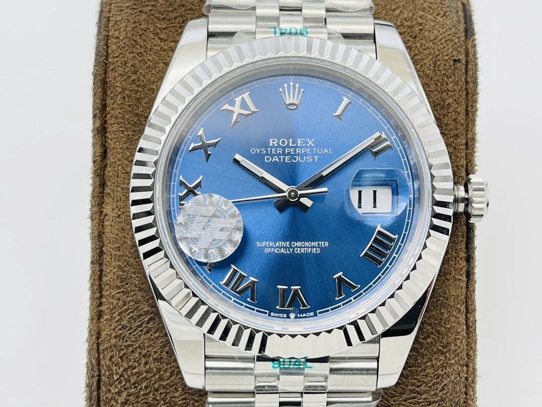 Rolex Datejust Steel Blue Dial — photographed off the sweep