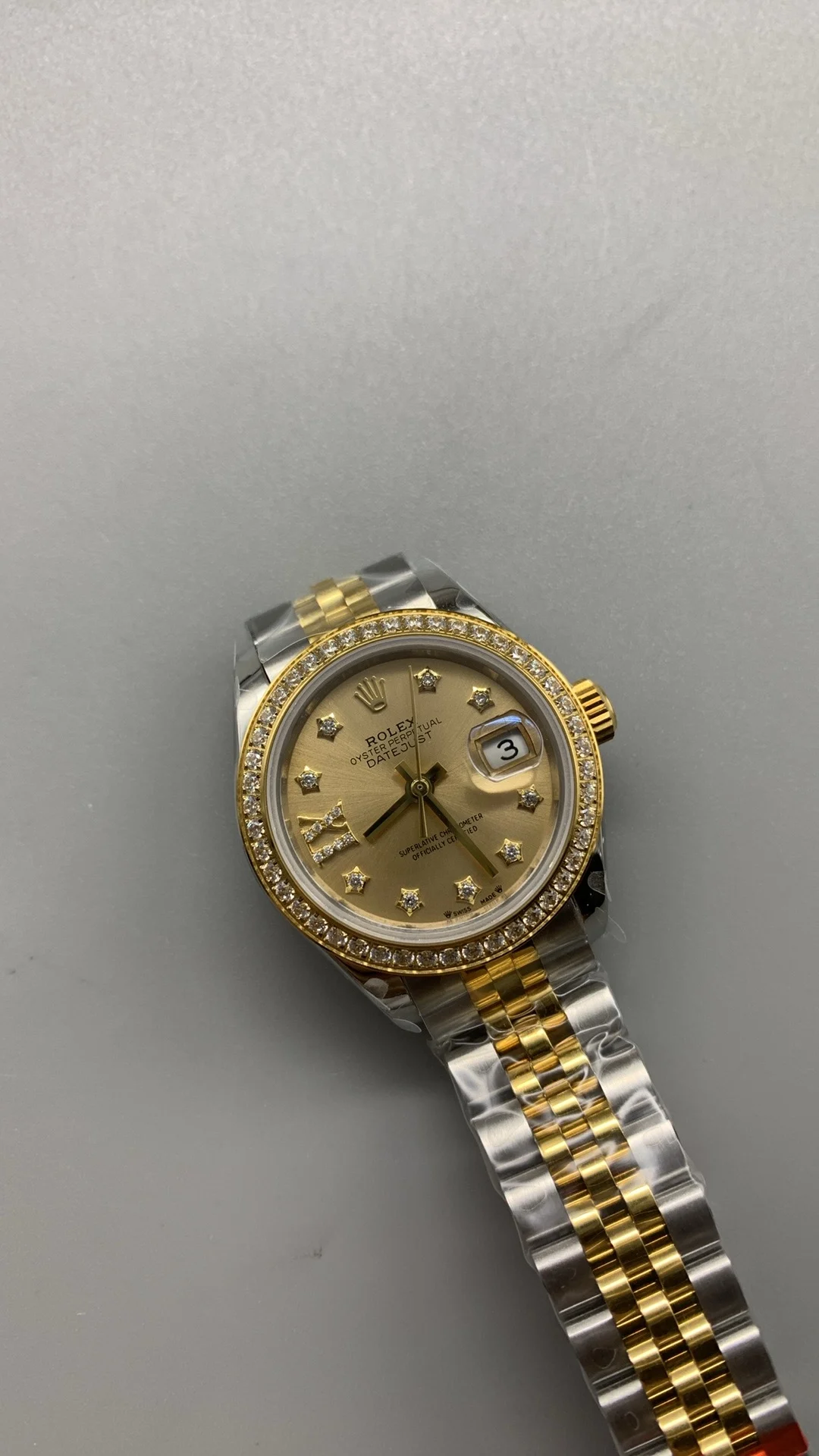 Rolex Datejust Two-Tone 28mm — photographed off the sweep