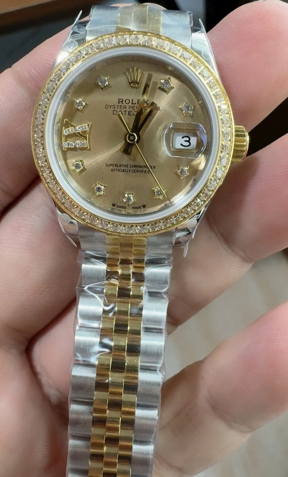 Rolex Datejust Two-Tone 28mm — photographed off the sweep