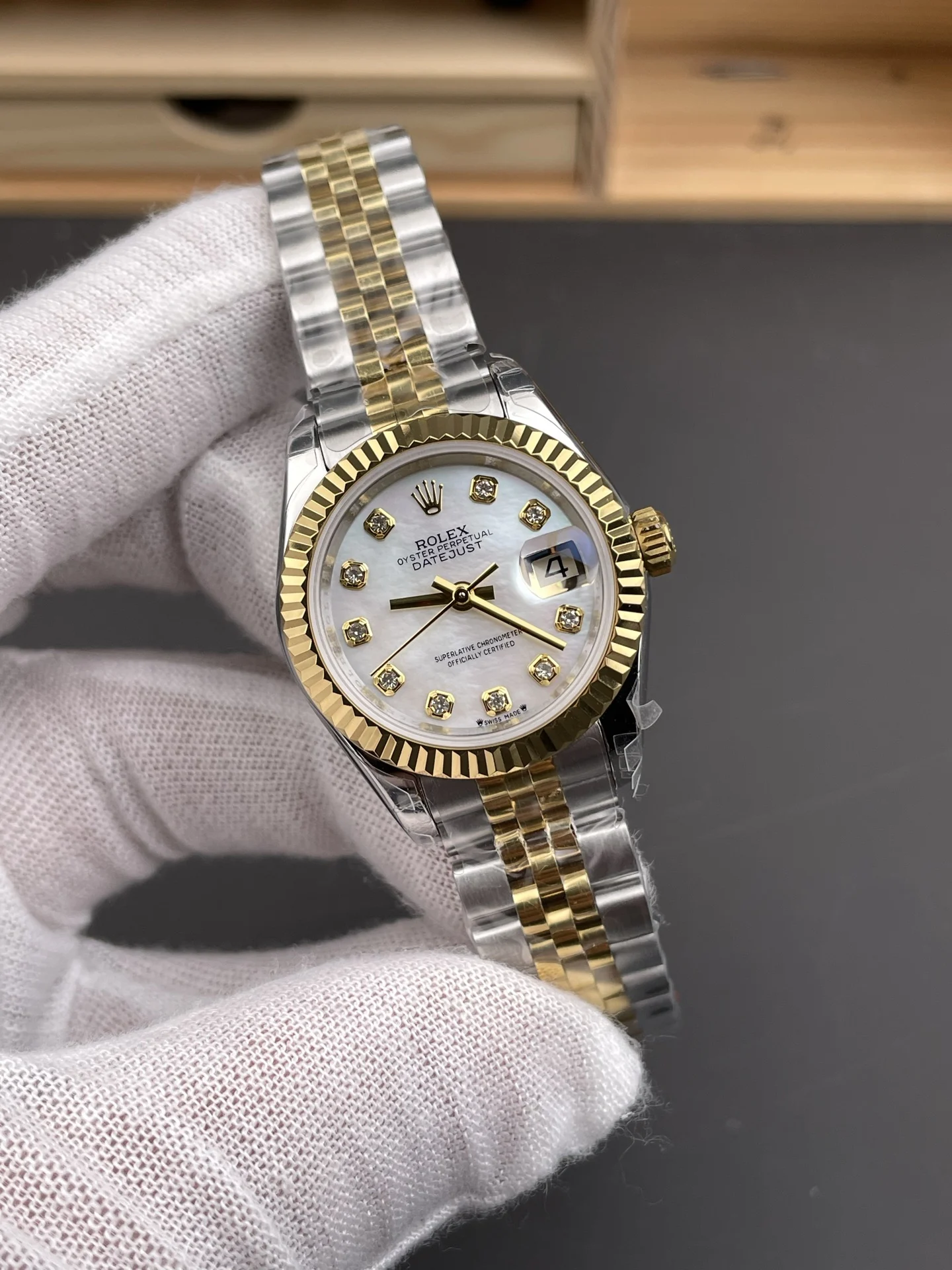 Rolex Datejust Two-Tone 28mm — photographed off the sweep