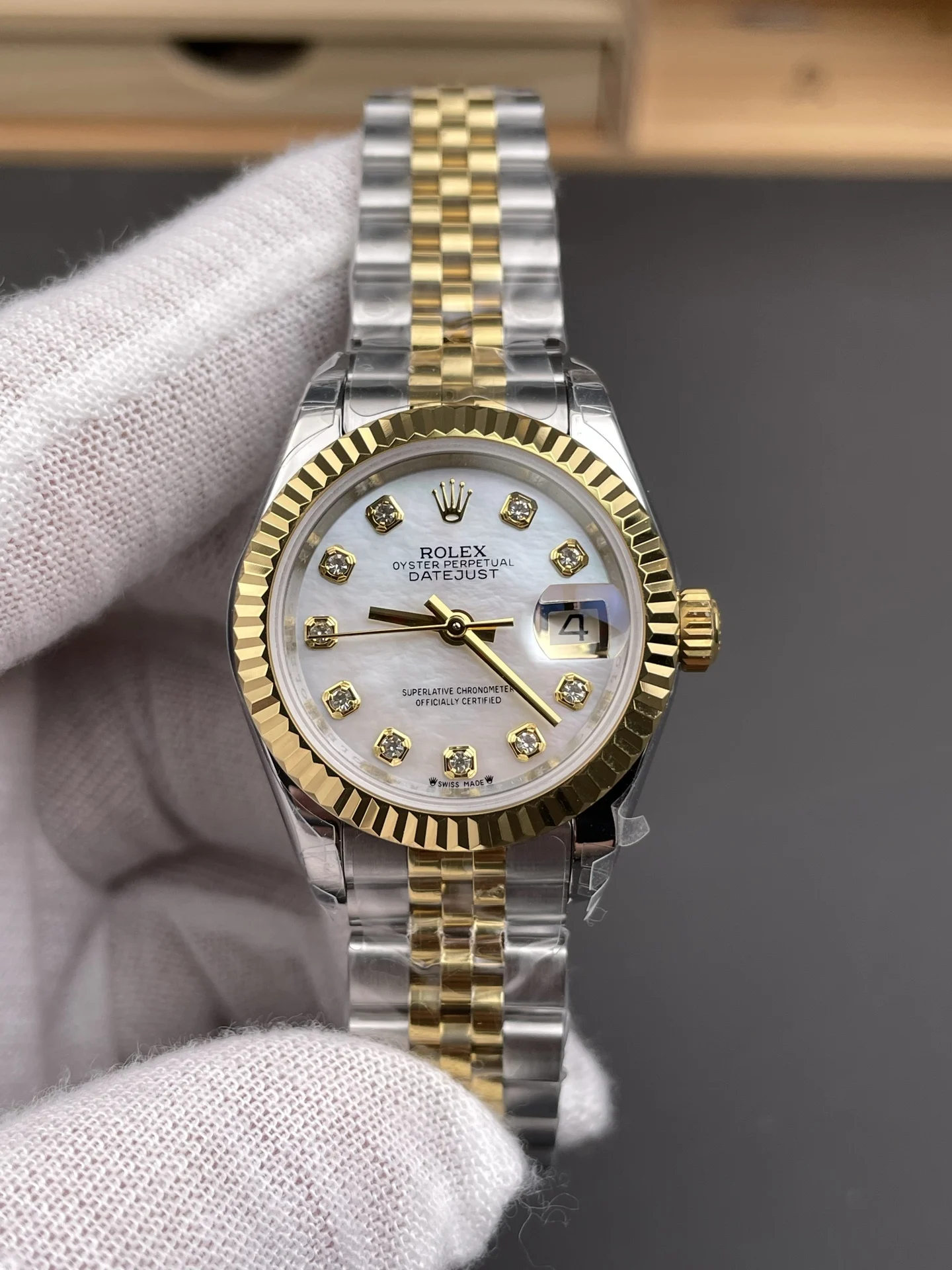 Rolex Datejust Two-Tone 28mm — photographed off the sweep