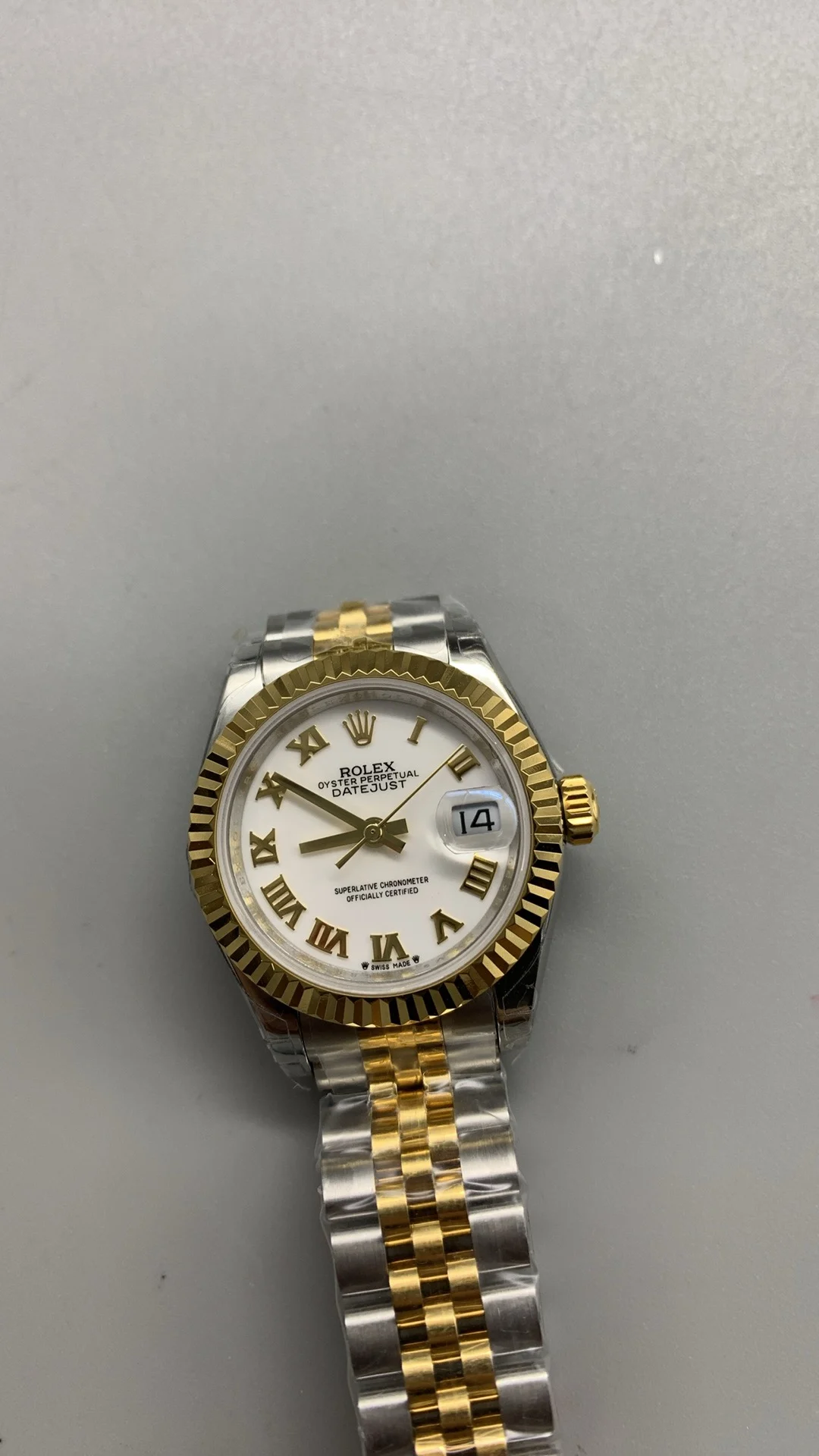 Rolex Datejust Two-Tone 28mm — photographed off the sweep