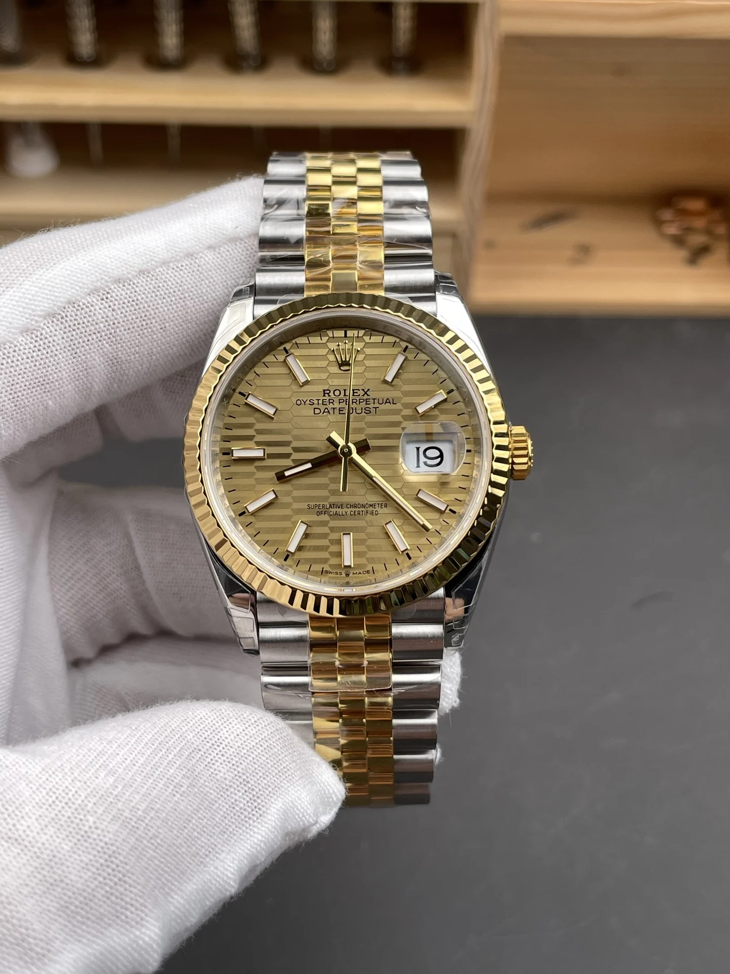 Rolex Datejust Two-Tone 36mm — photographed off the sweep