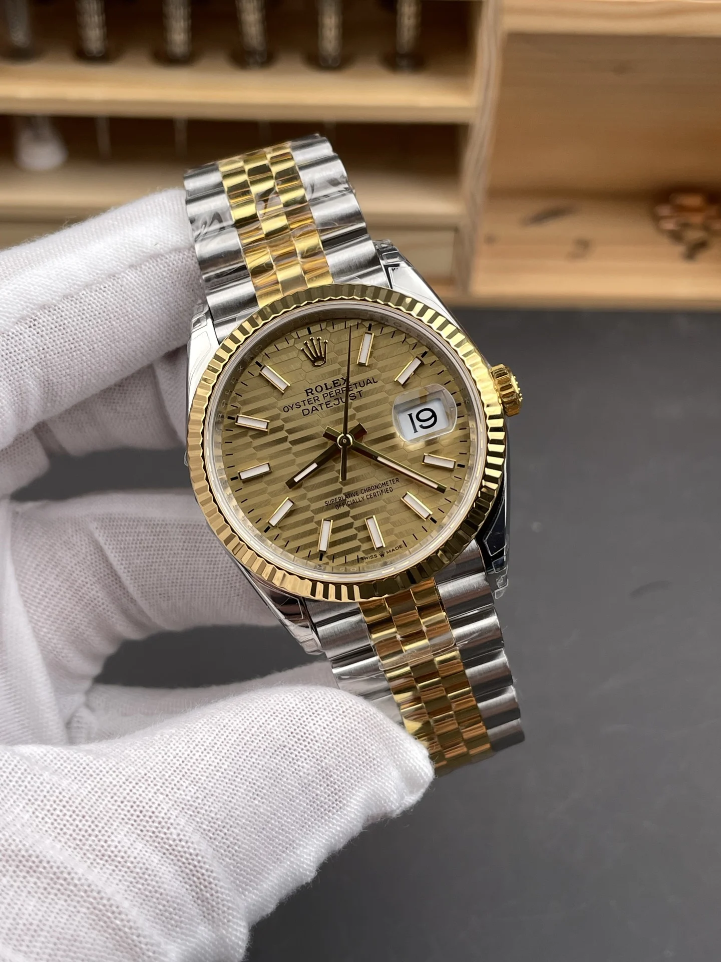 Rolex Datejust Two-Tone 36mm — photographed off the sweep