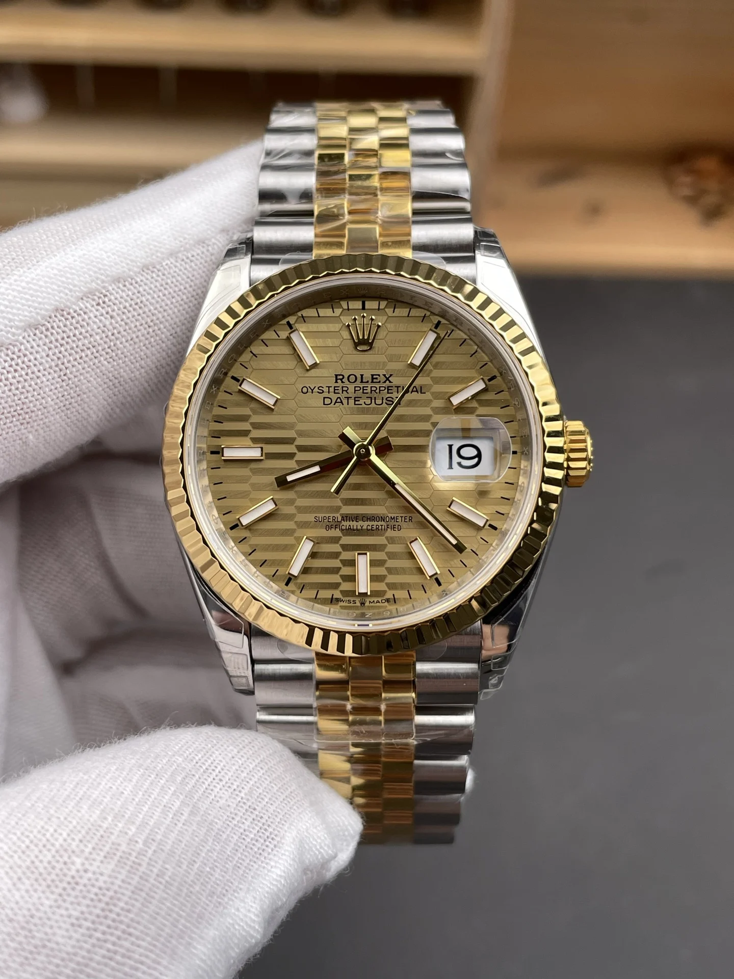 Rolex Datejust Two-Tone 36mm — photographed off the sweep