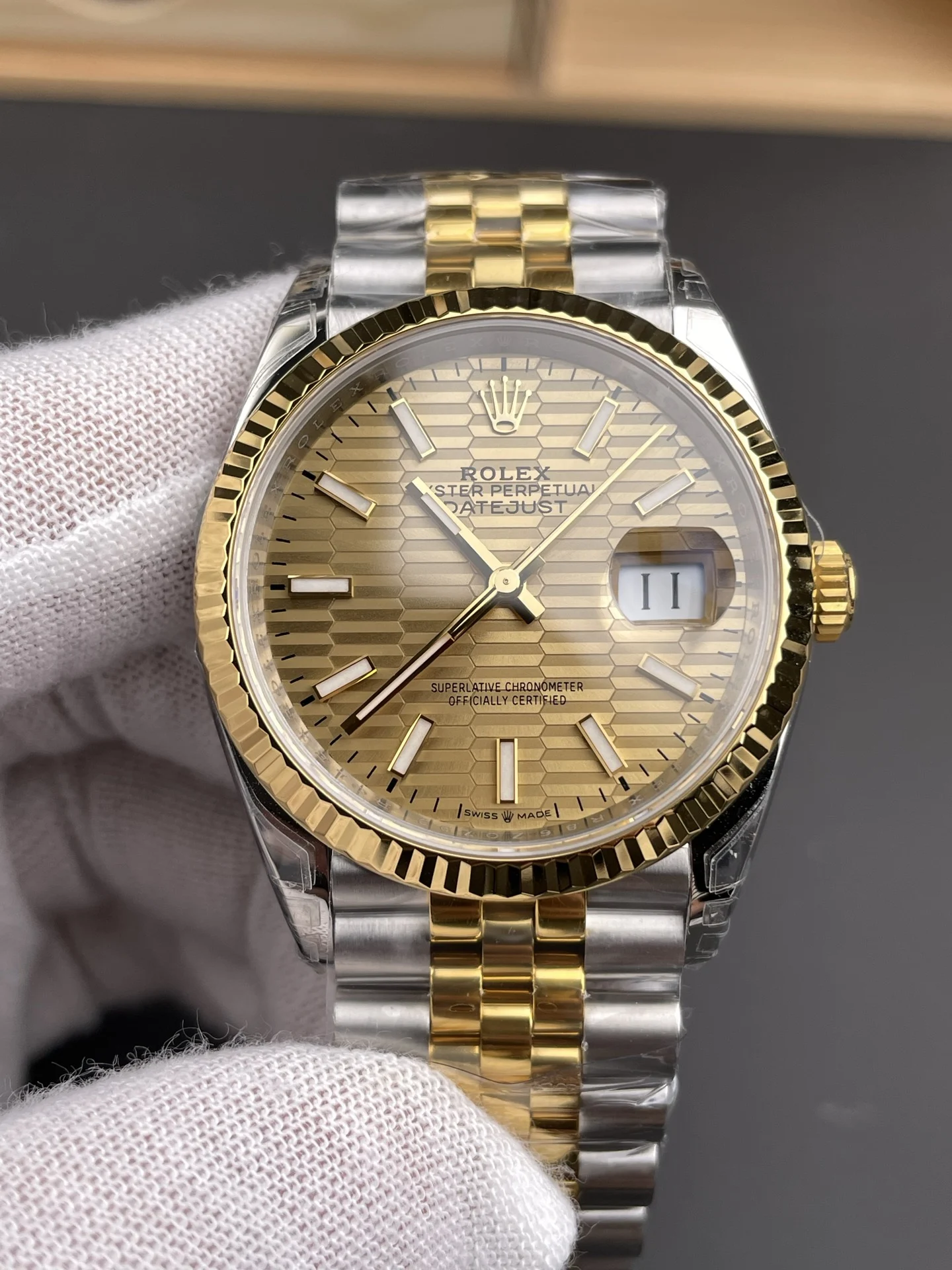 Rolex Datejust Two-Tone 36mm — photographed off the sweep