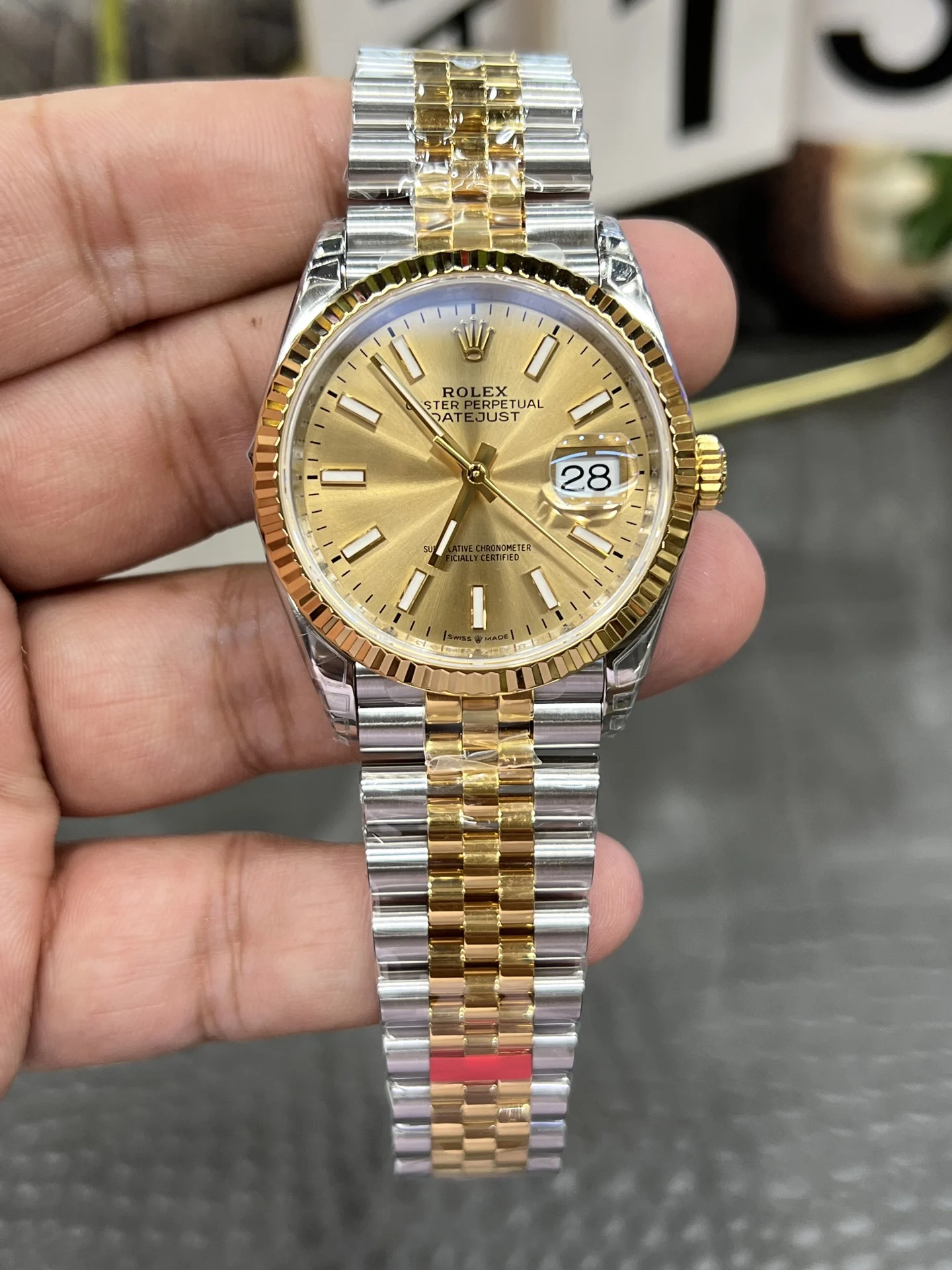 Rolex Datejust Two-Tone 36mm — photographed off the sweep