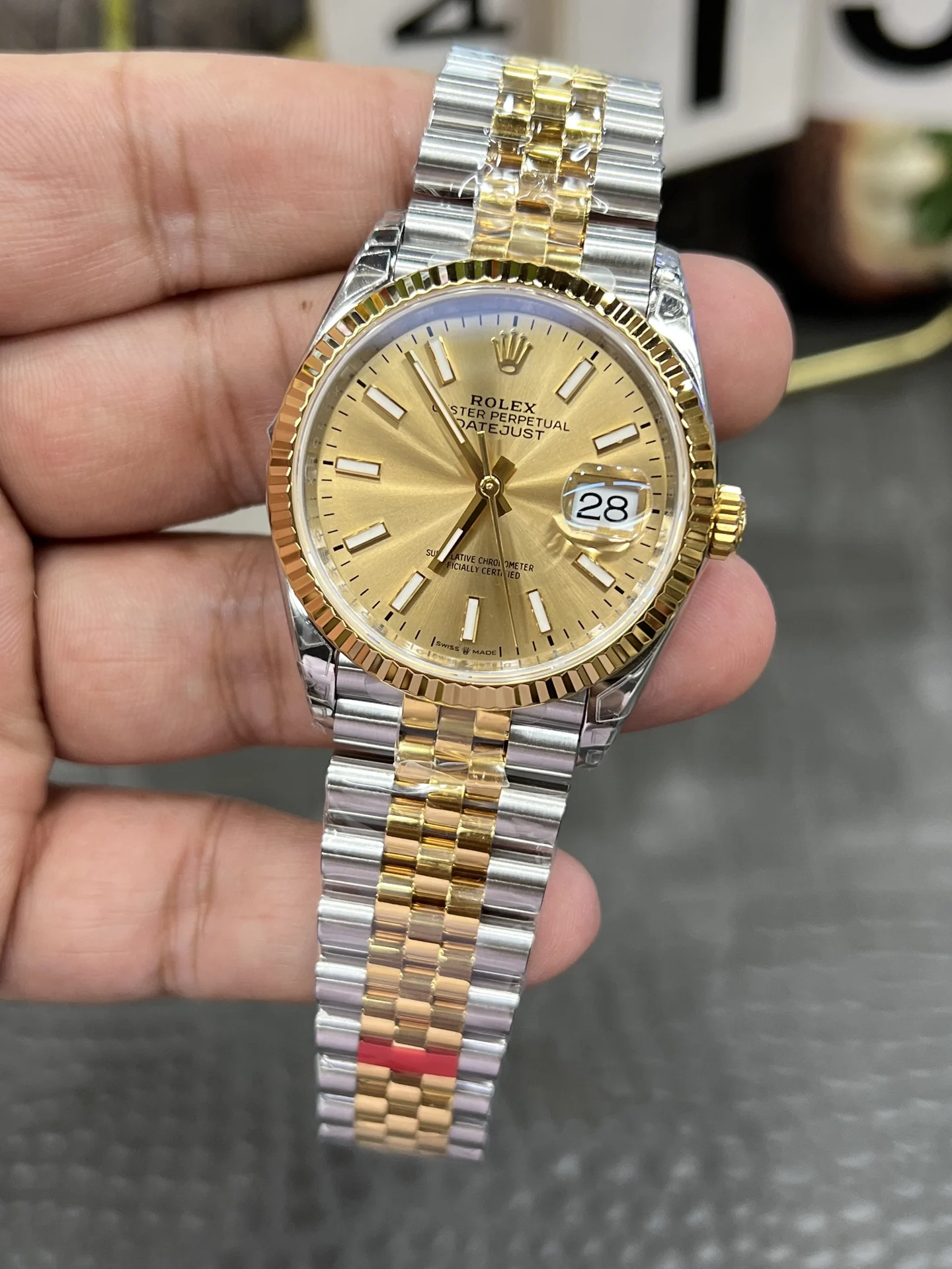 Rolex Datejust Two-Tone 36mm — photographed off the sweep
