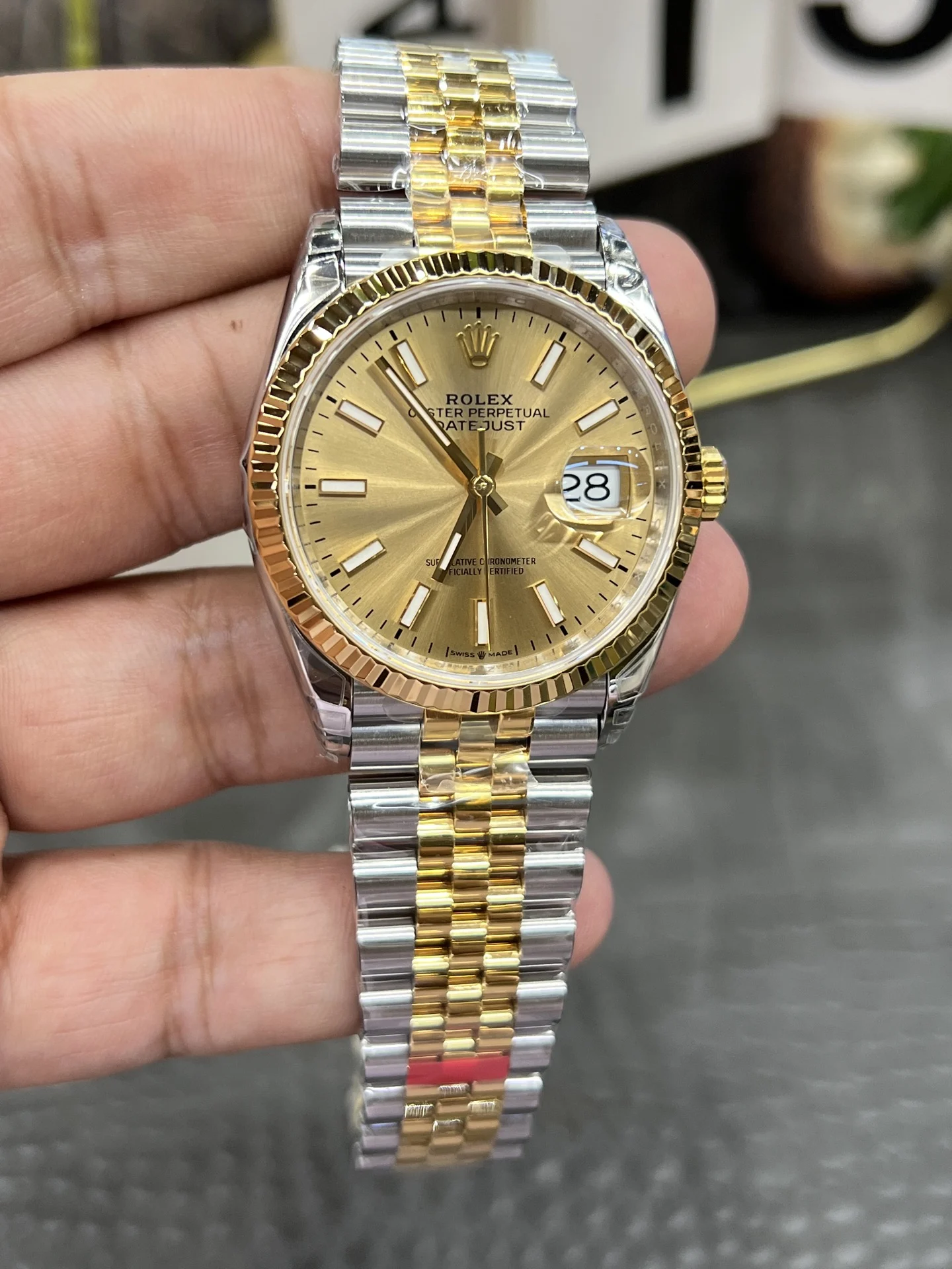 Rolex Datejust Two-Tone 36mm — photographed off the sweep