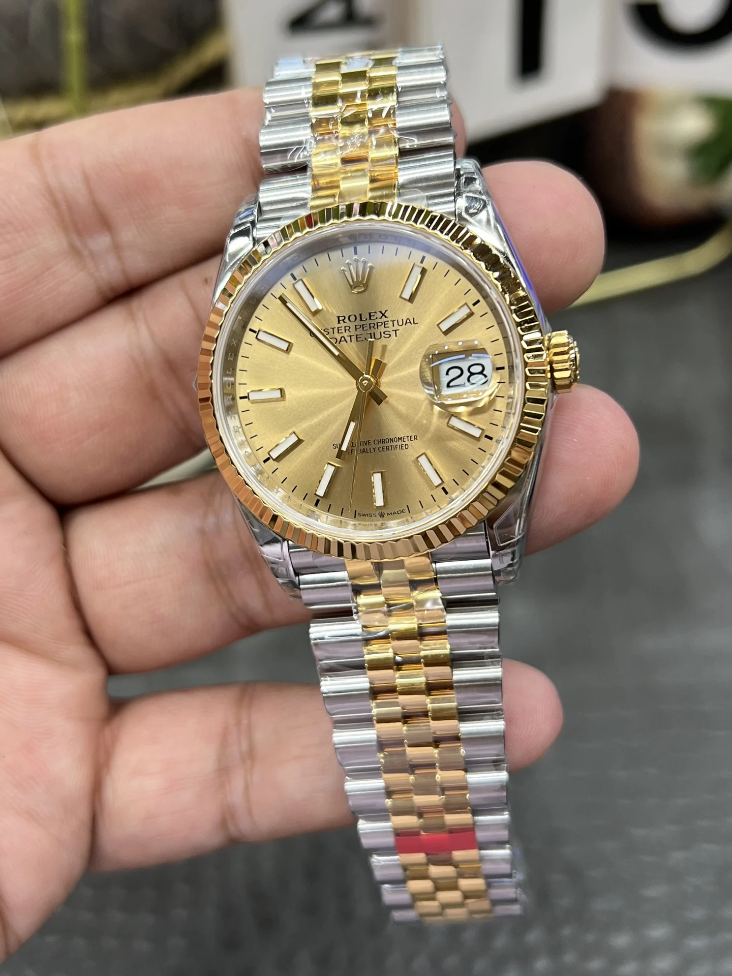 Rolex Datejust Two-Tone 36mm — photographed off the sweep
