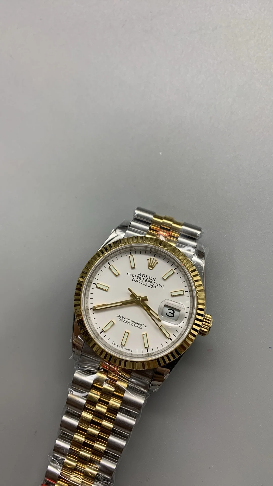 Rolex Datejust Two-Tone 36mm — photographed off the sweep