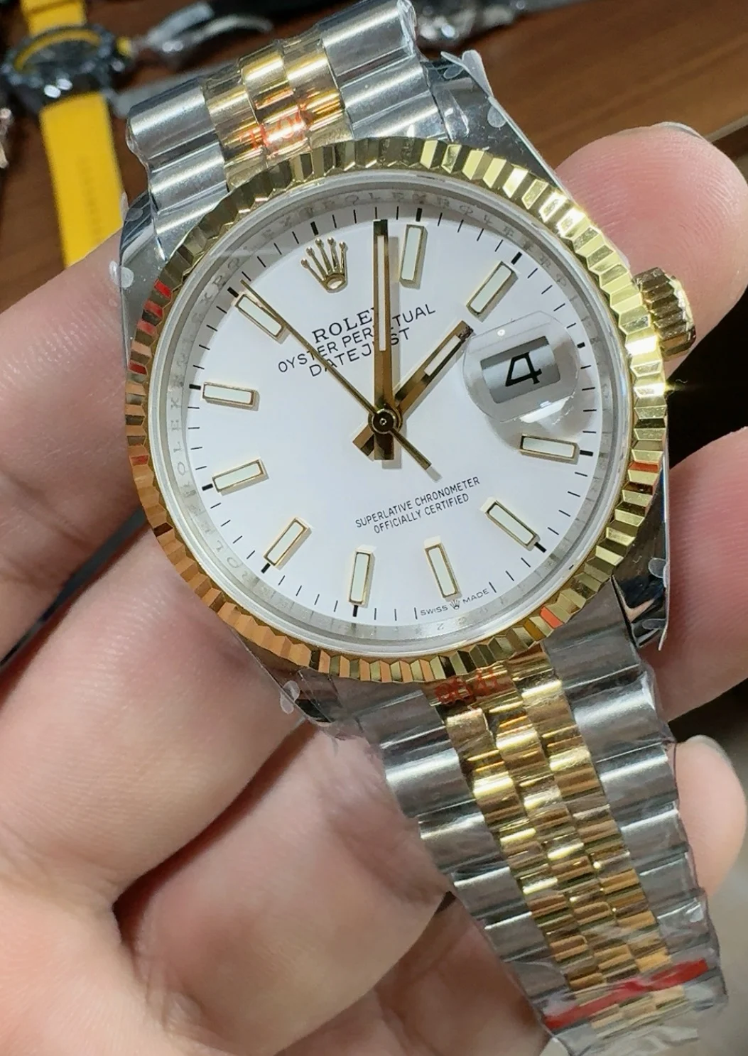Rolex Datejust Two-Tone 36mm — photographed off the sweep