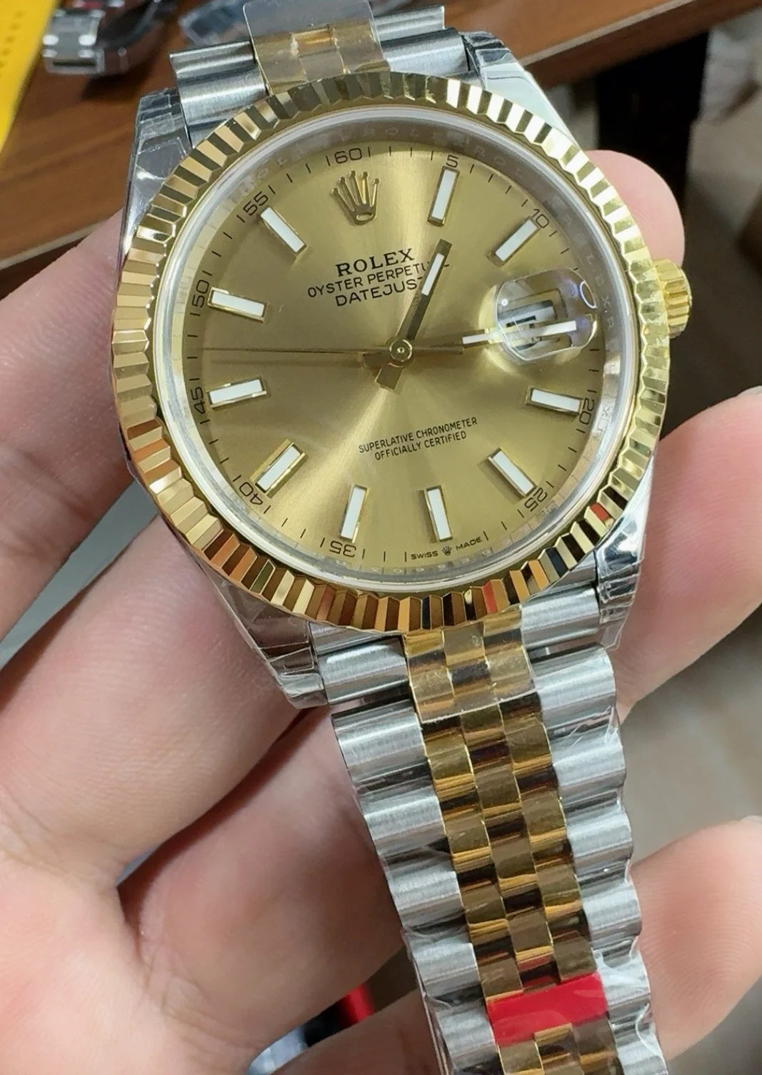 Rolex Datejust Two-Tone 41mm — photographed off the sweep