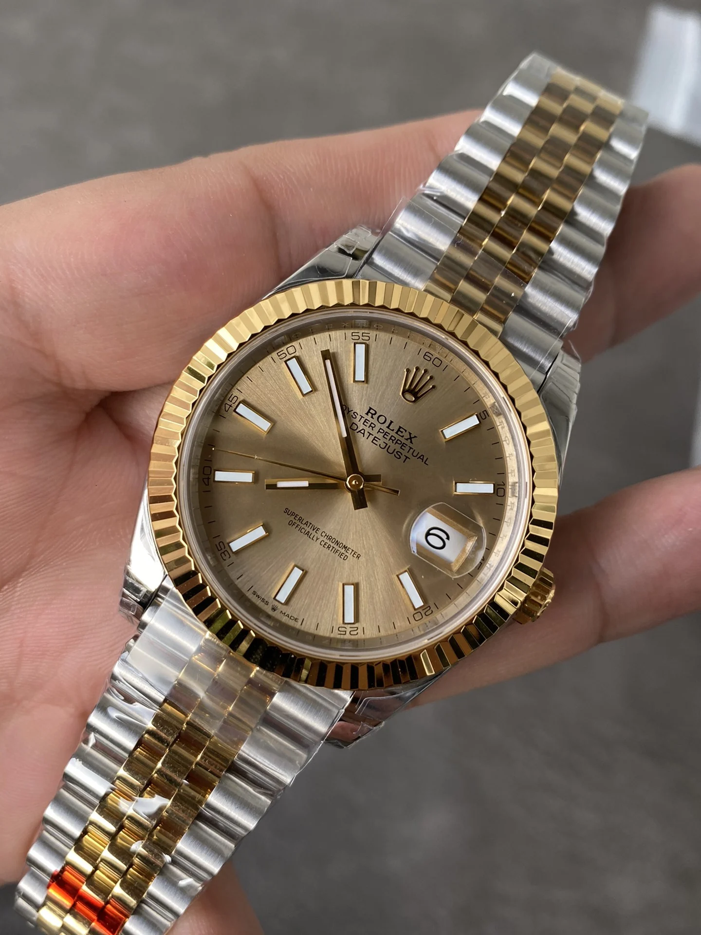 Rolex Datejust Two-Tone 41mm — photographed off the sweep