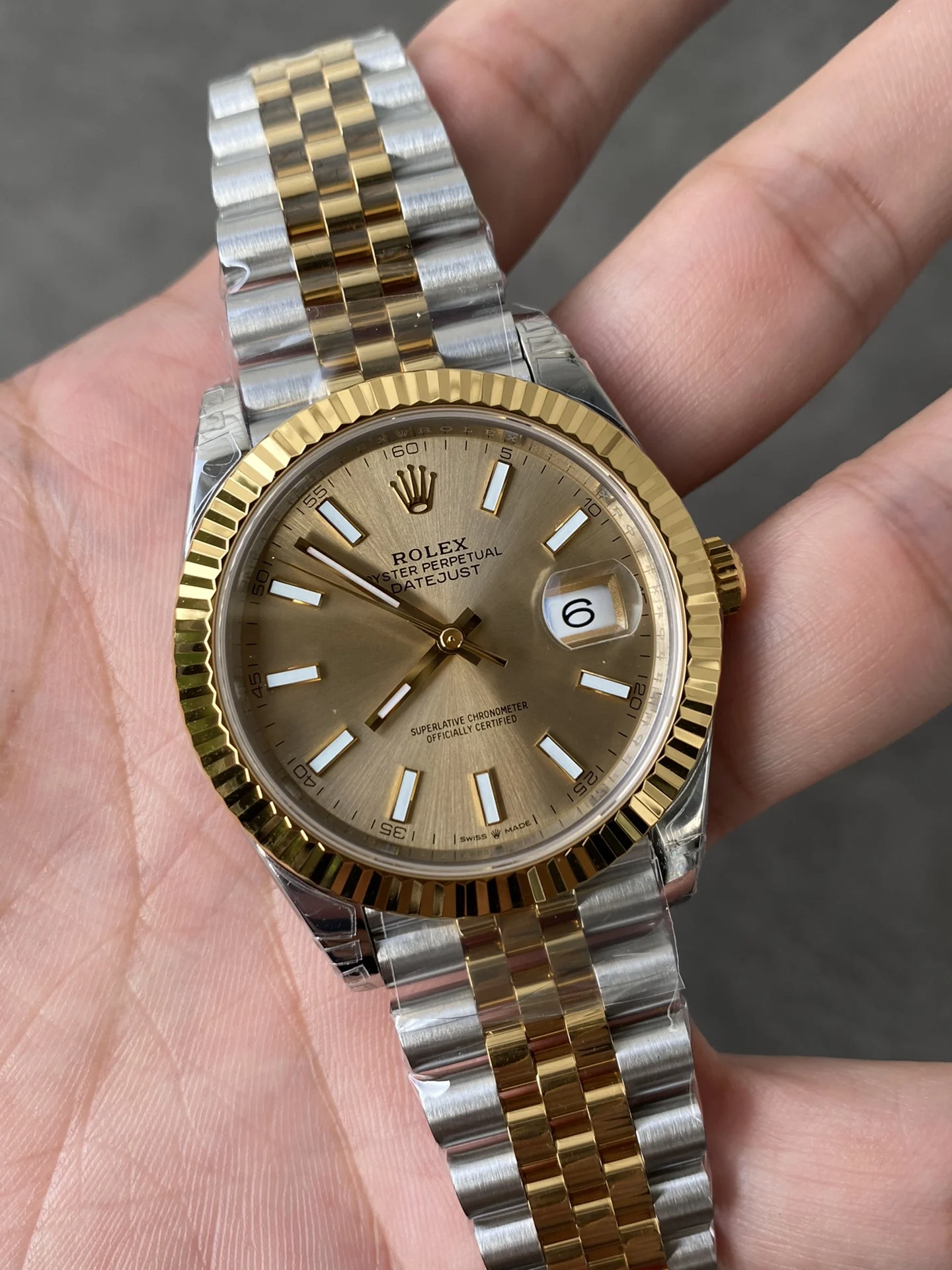 Rolex Datejust Two-Tone 41mm — photographed off the sweep