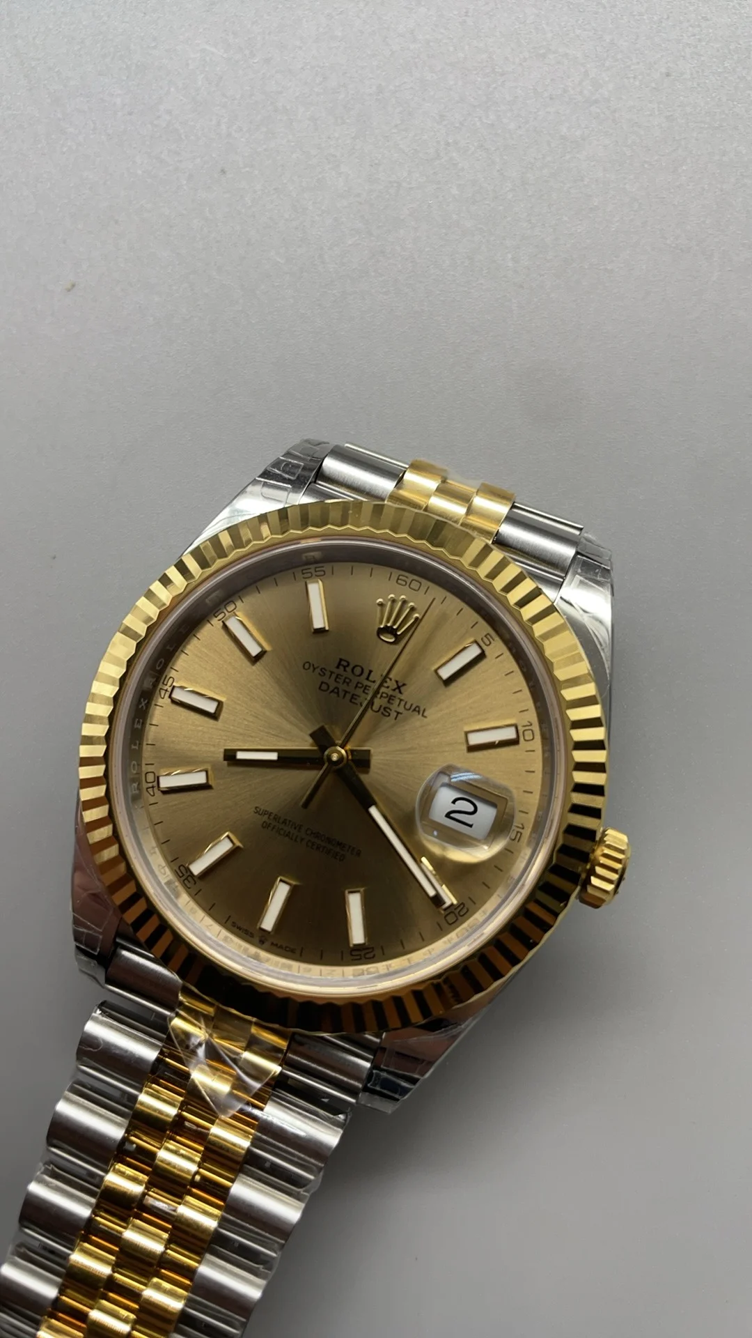 Rolex Datejust Two-Tone 41mm — photographed off the sweep