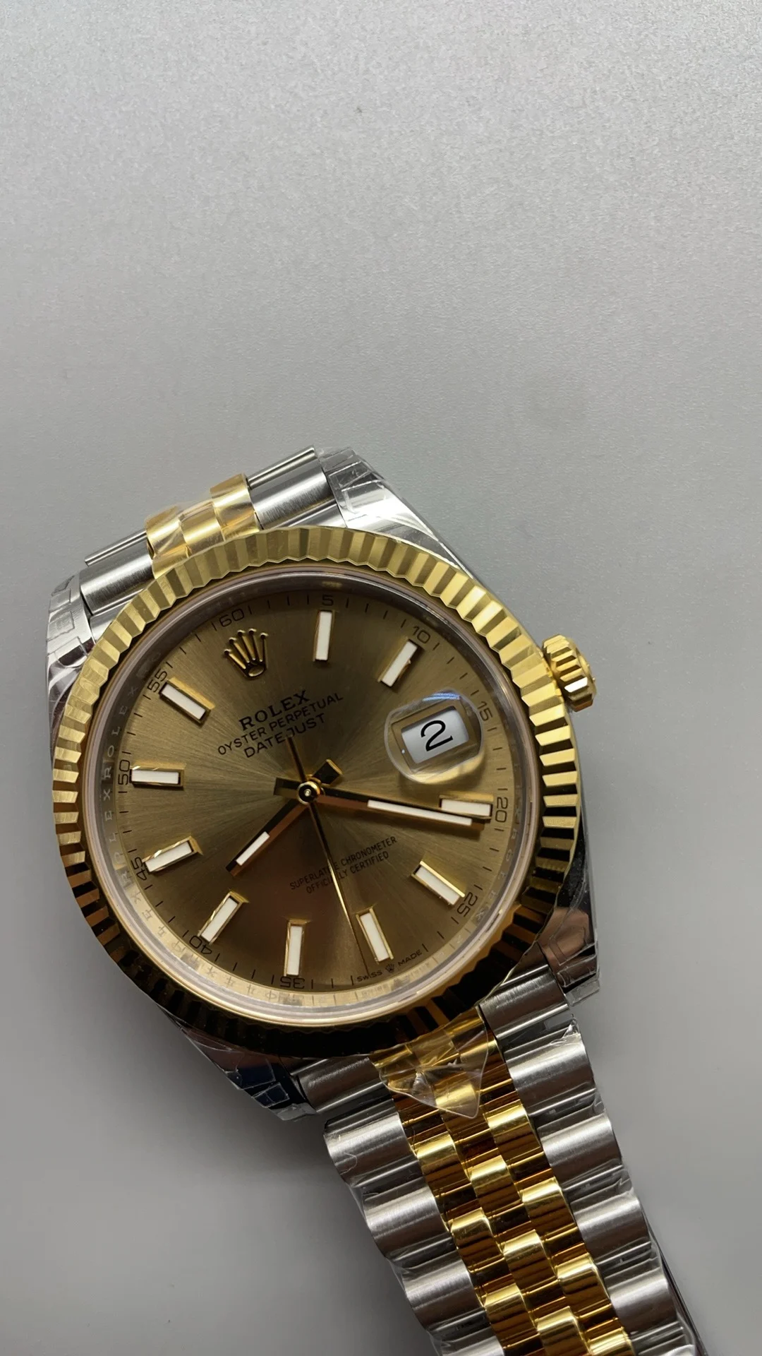 Rolex Datejust Two-Tone 41mm — photographed off the sweep