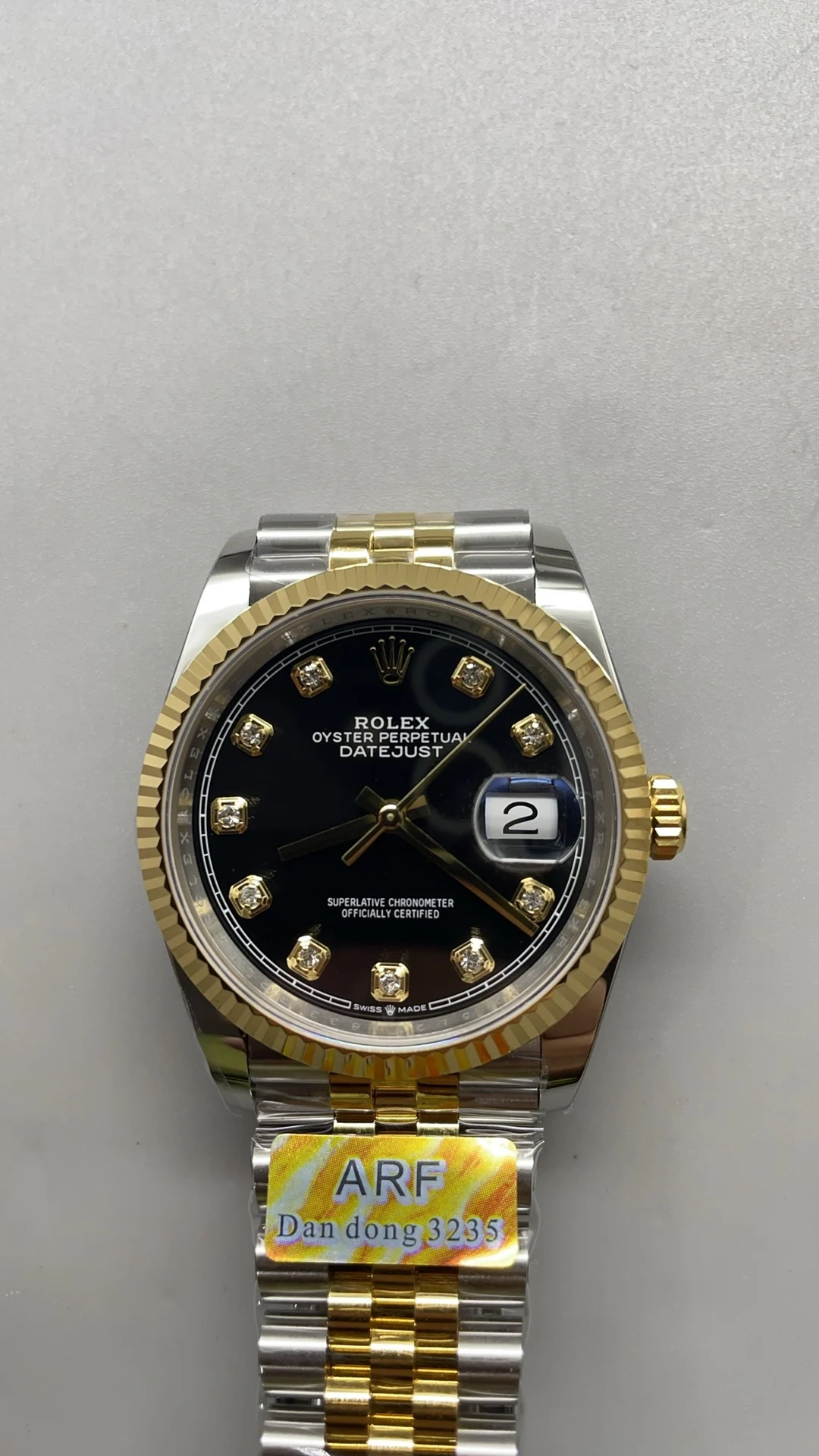 Rolex Datejust Two-Tone Black Dial Diamond-Set 36mm