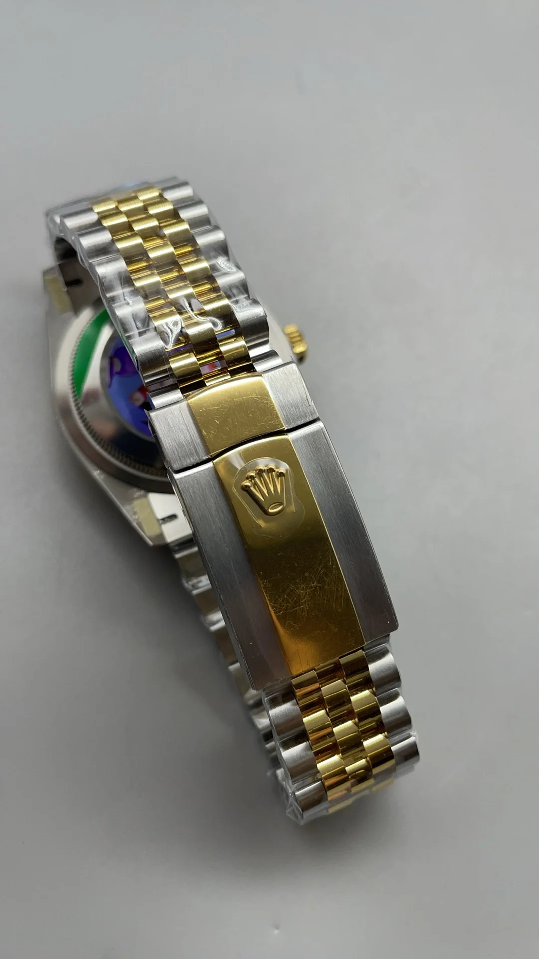 Rolex Datejust Two-Tone Black Dial Diamond-Set 36mm — photographed off the sweep