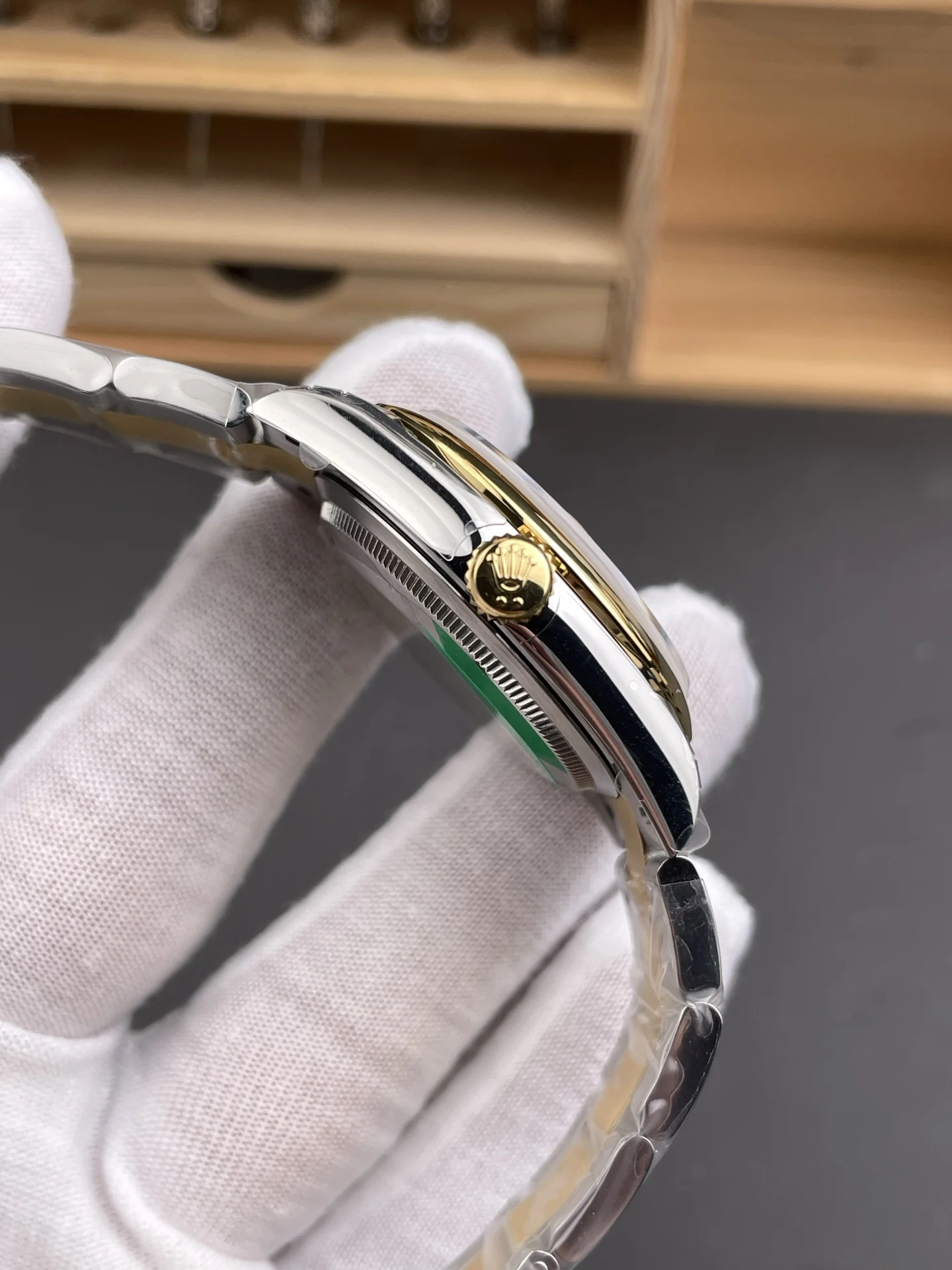 Rolex Datejust Two-Tone Diamond-Set 36mm — photographed off the sweep