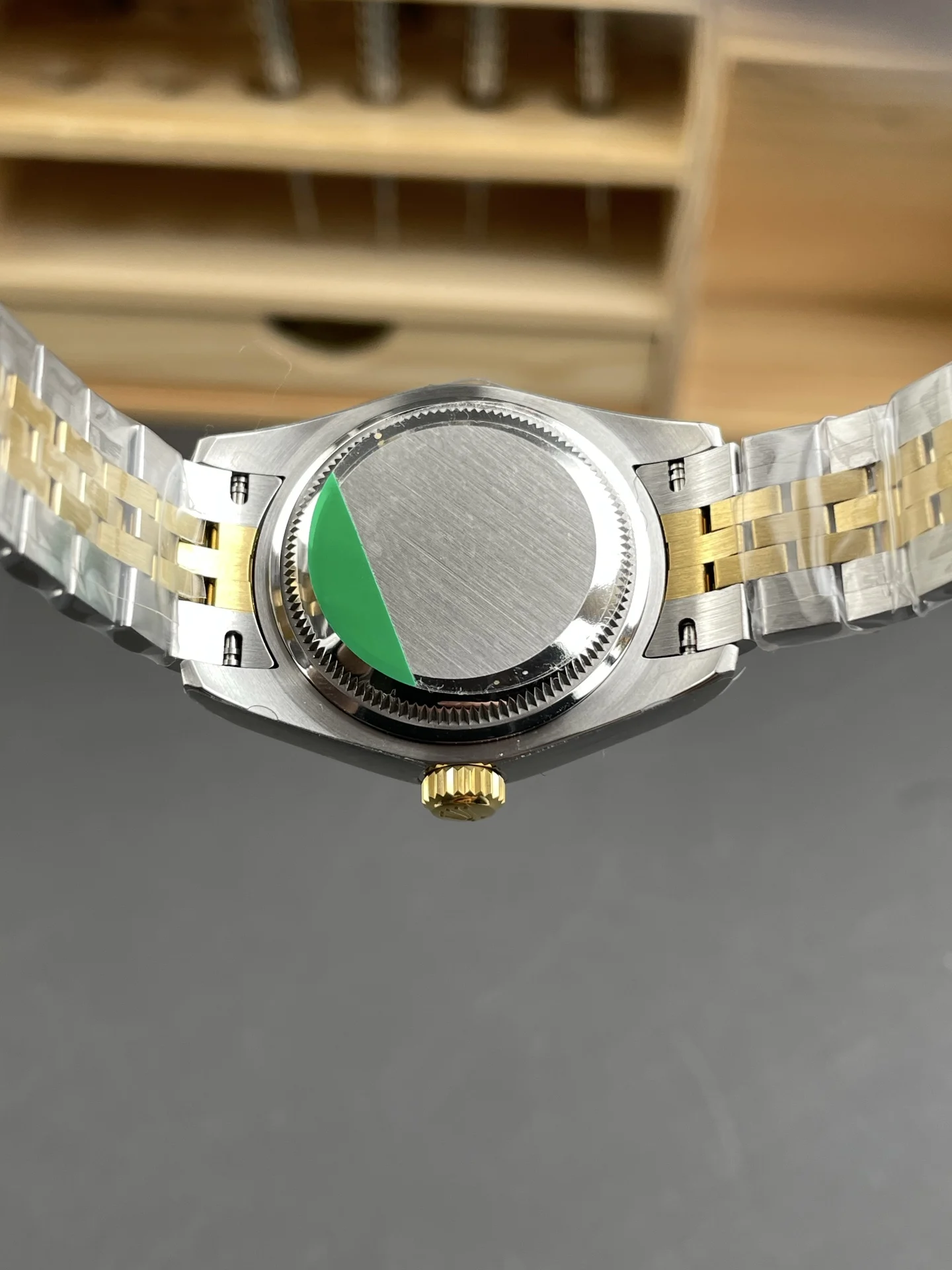 Rolex Datejust Two-Tone Silver Dial Diamond-Set 28mm — photographed off the sweep