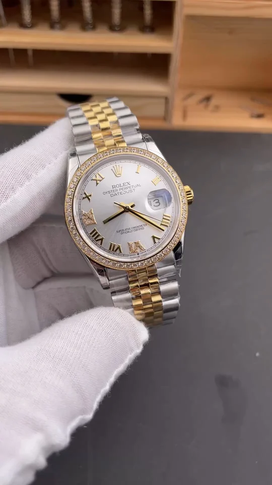 Rolex Datejust Two-Tone Silver Dial Diamond-Set 36mm