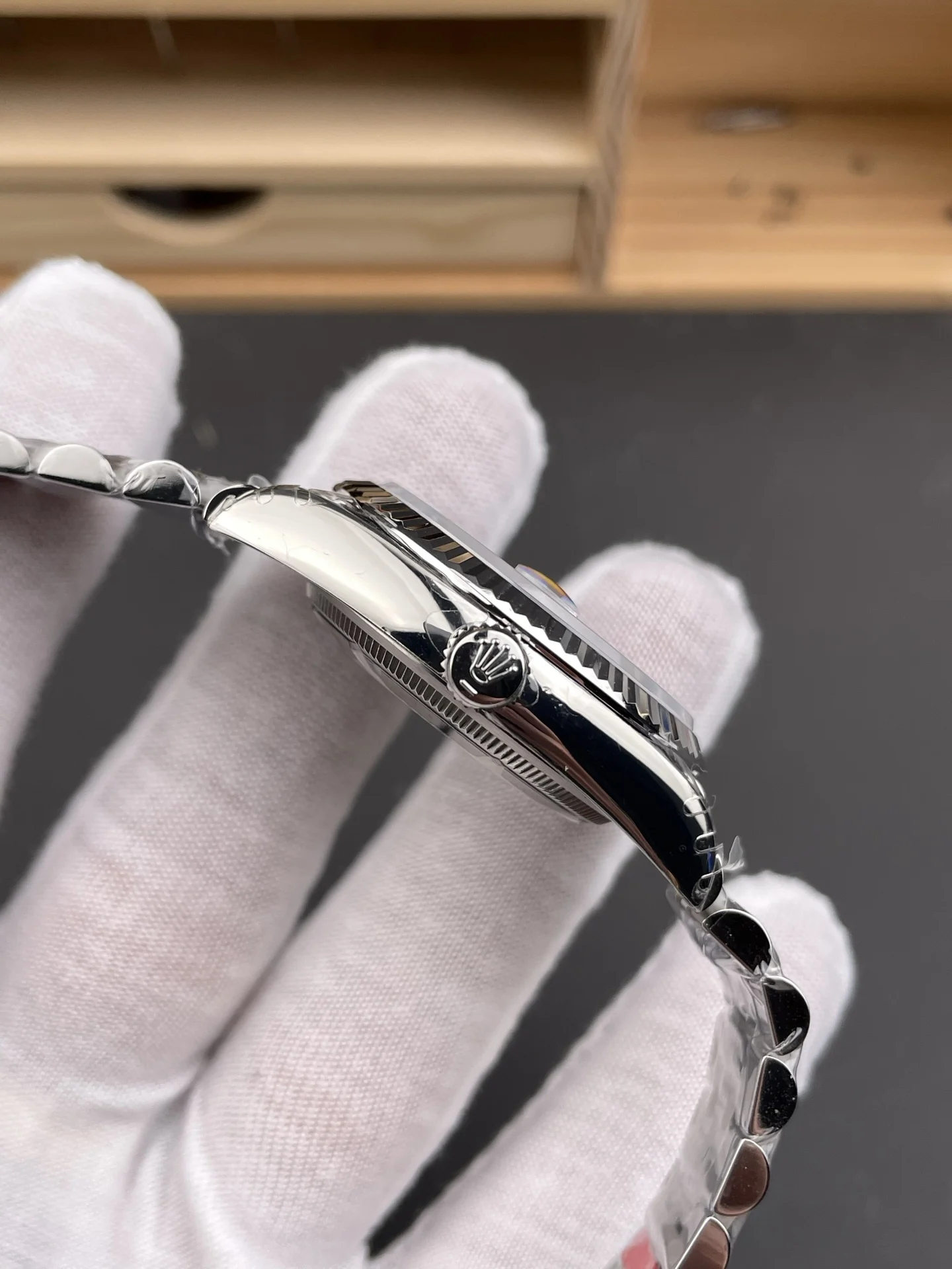 Rolex Datejust White Dial 36mm — photographed off the sweep