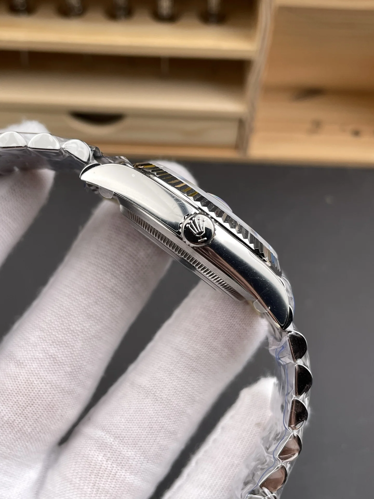 Rolex Datejust White Dial 36mm — photographed off the sweep