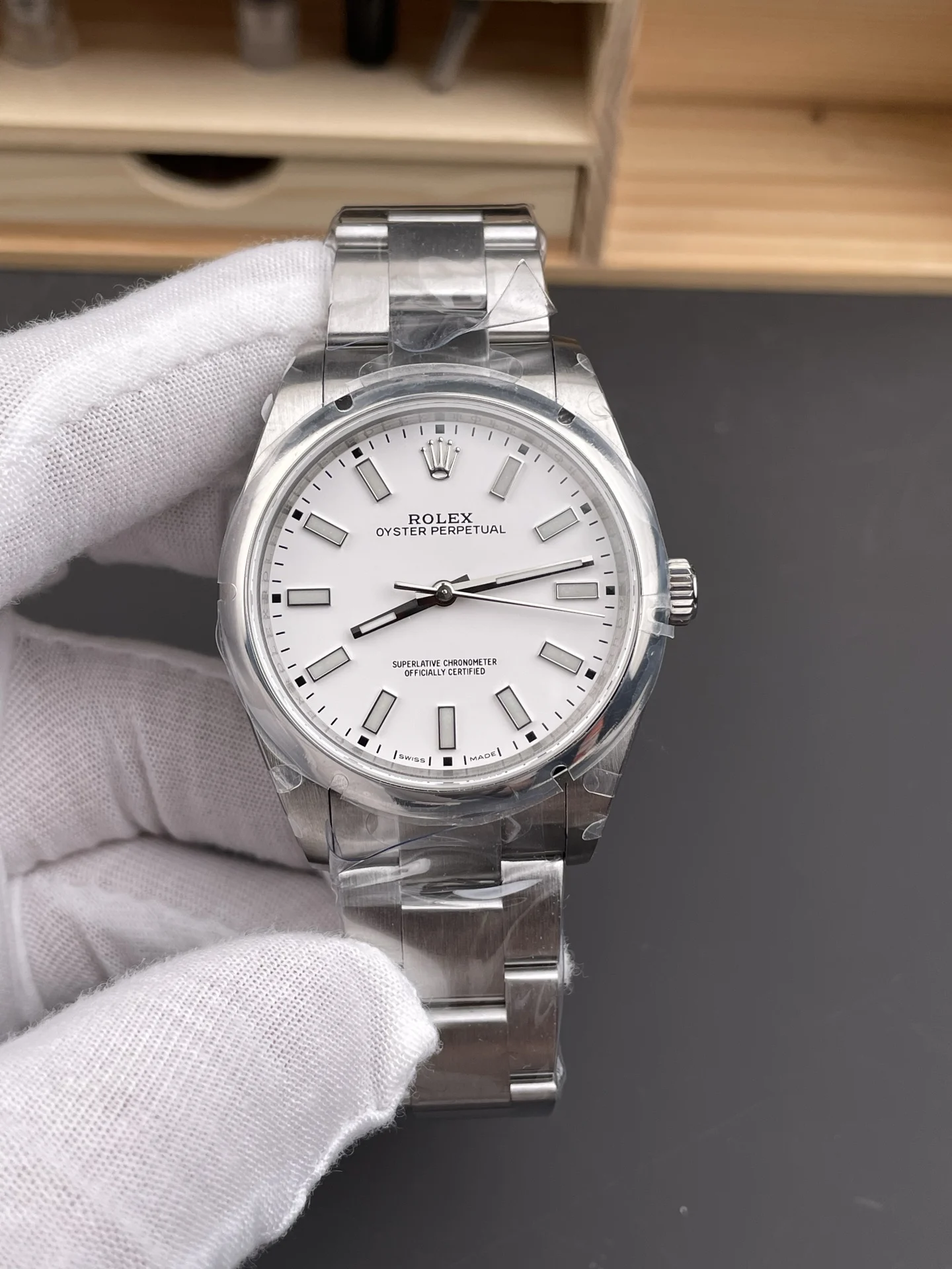 Rolex Datejust White Dial 39mm — photographed off the sweep