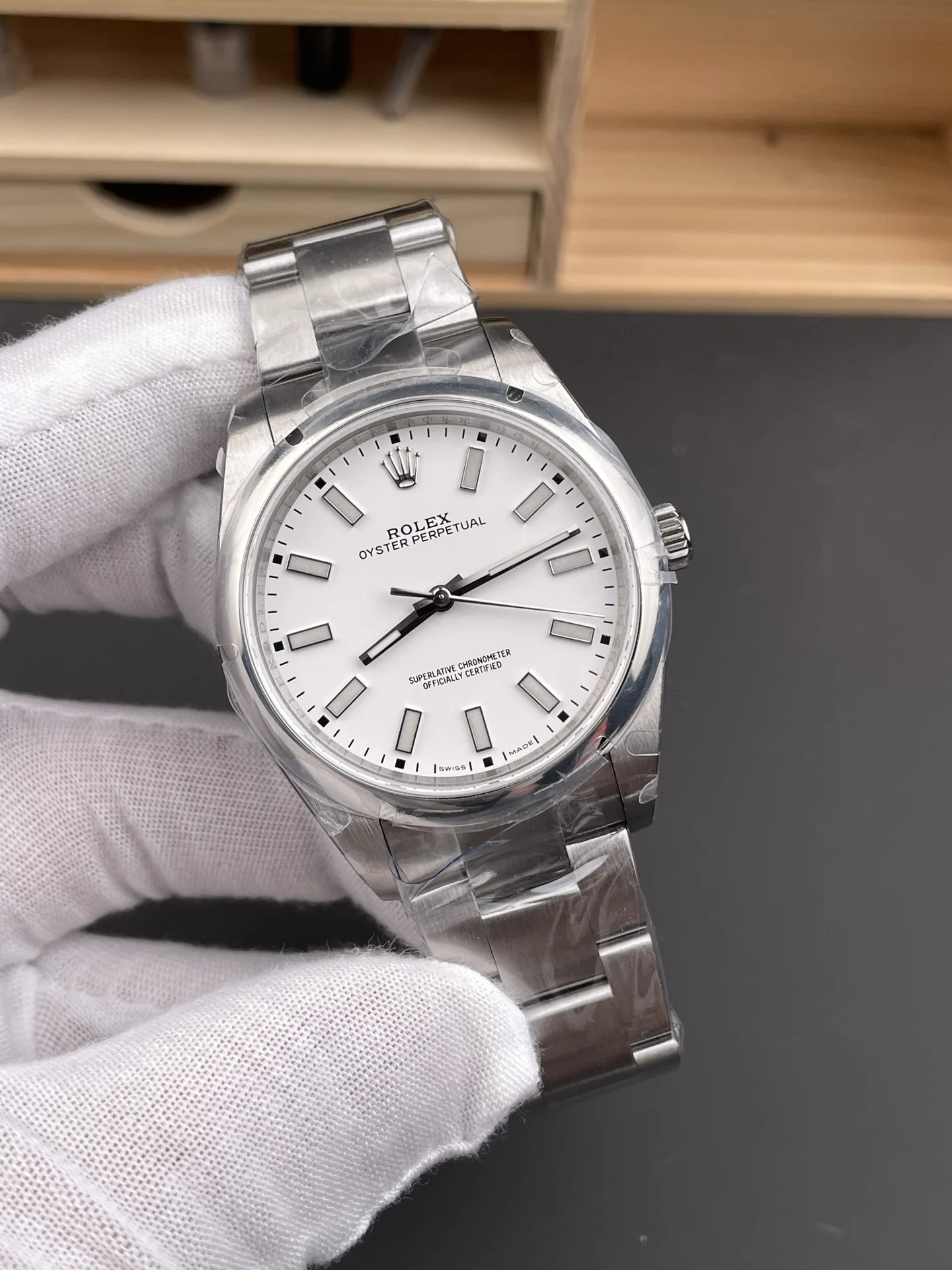 Rolex Datejust White Dial 39mm — photographed off the sweep