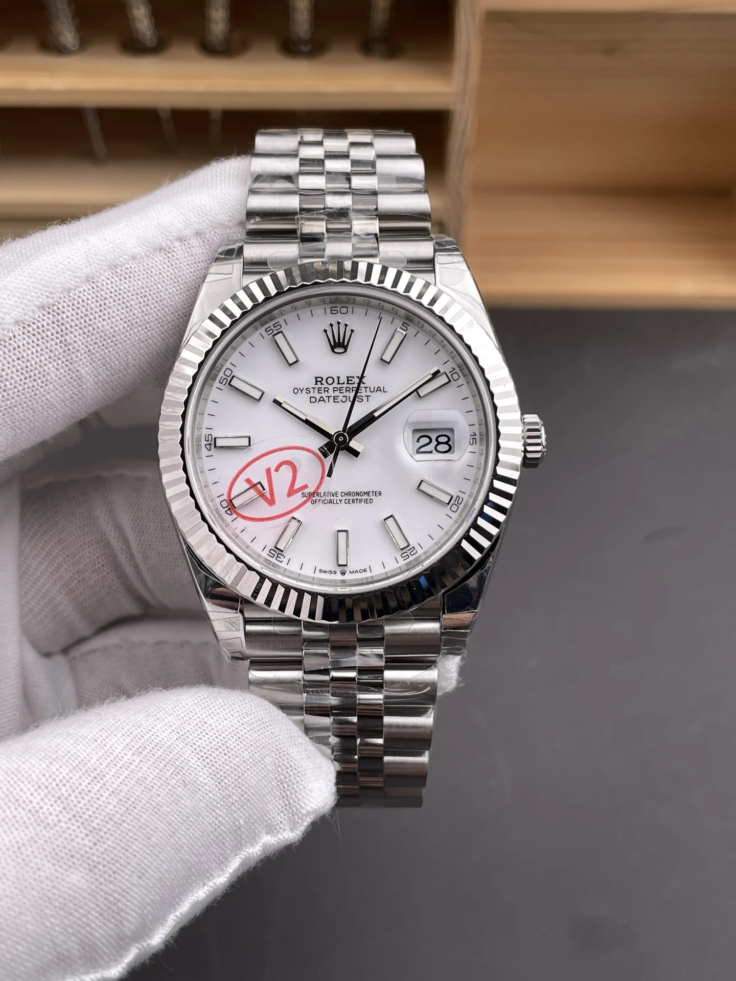 Rolex Datejust White Dial 41mm — photographed off the sweep