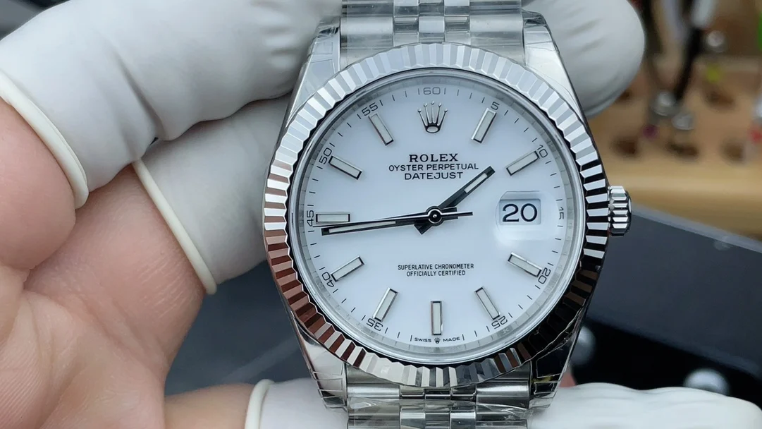 Rolex Datejust White Dial 41mm — photographed off the sweep