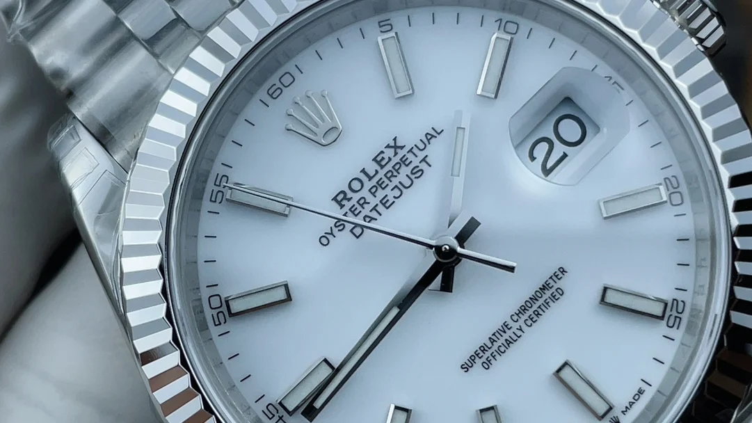 Rolex Datejust White Dial 41mm — photographed off the sweep