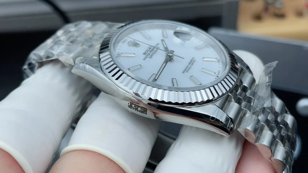 Rolex Datejust White Dial 41mm — photographed off the sweep