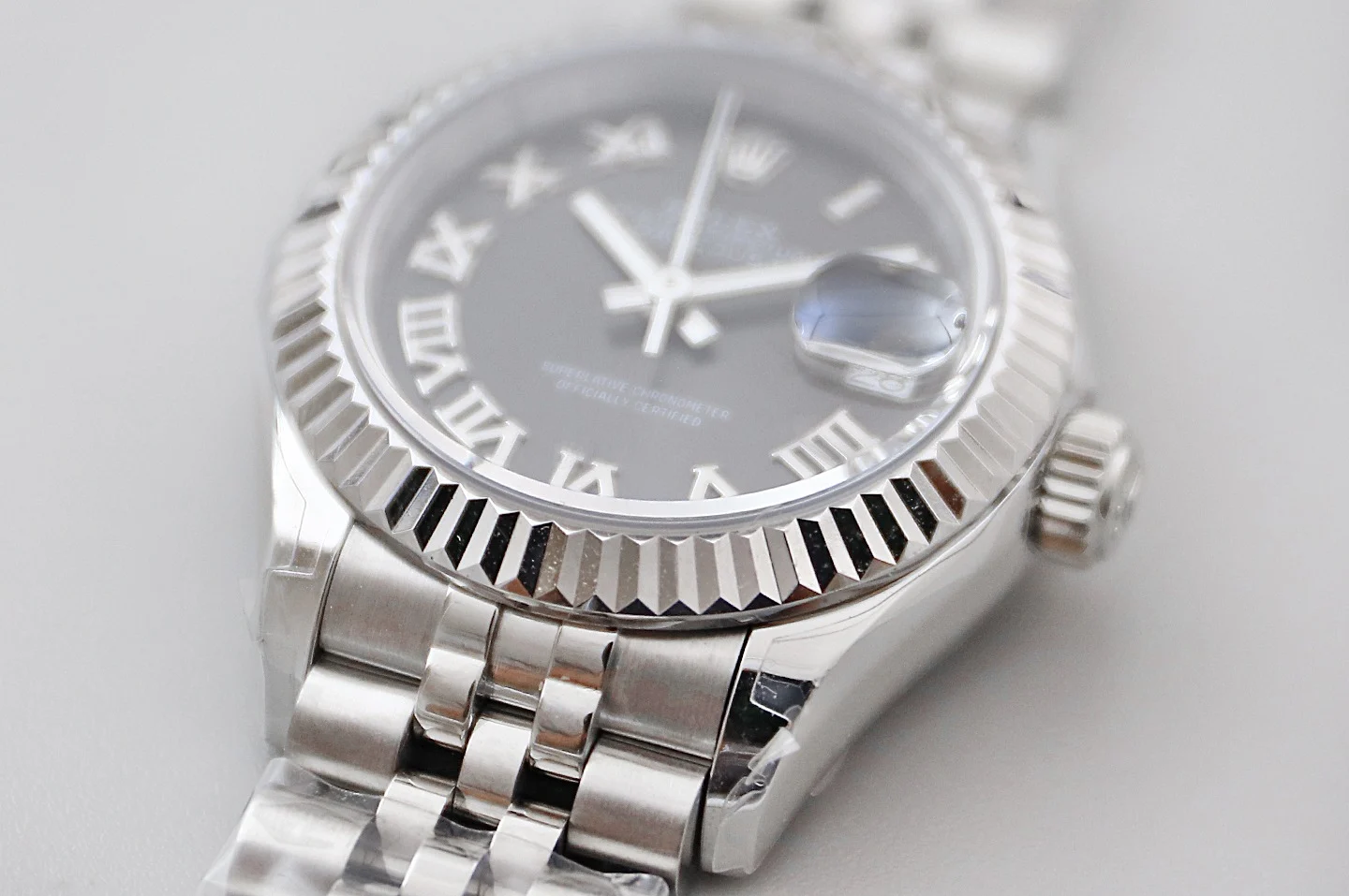 Rolex Datejust White Gold — photographed off the sweep