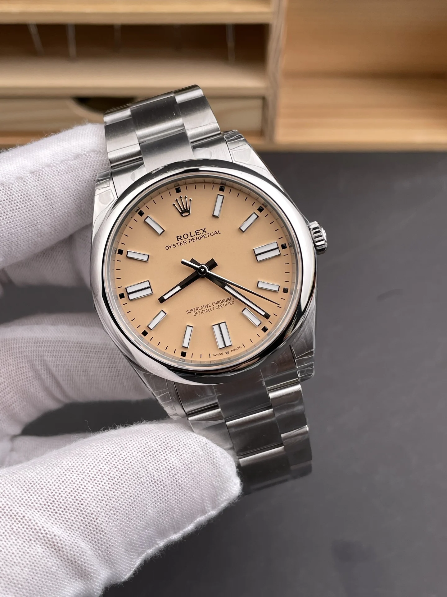 Rolex Datejust Yellow Dial 41mm — photographed off the sweep