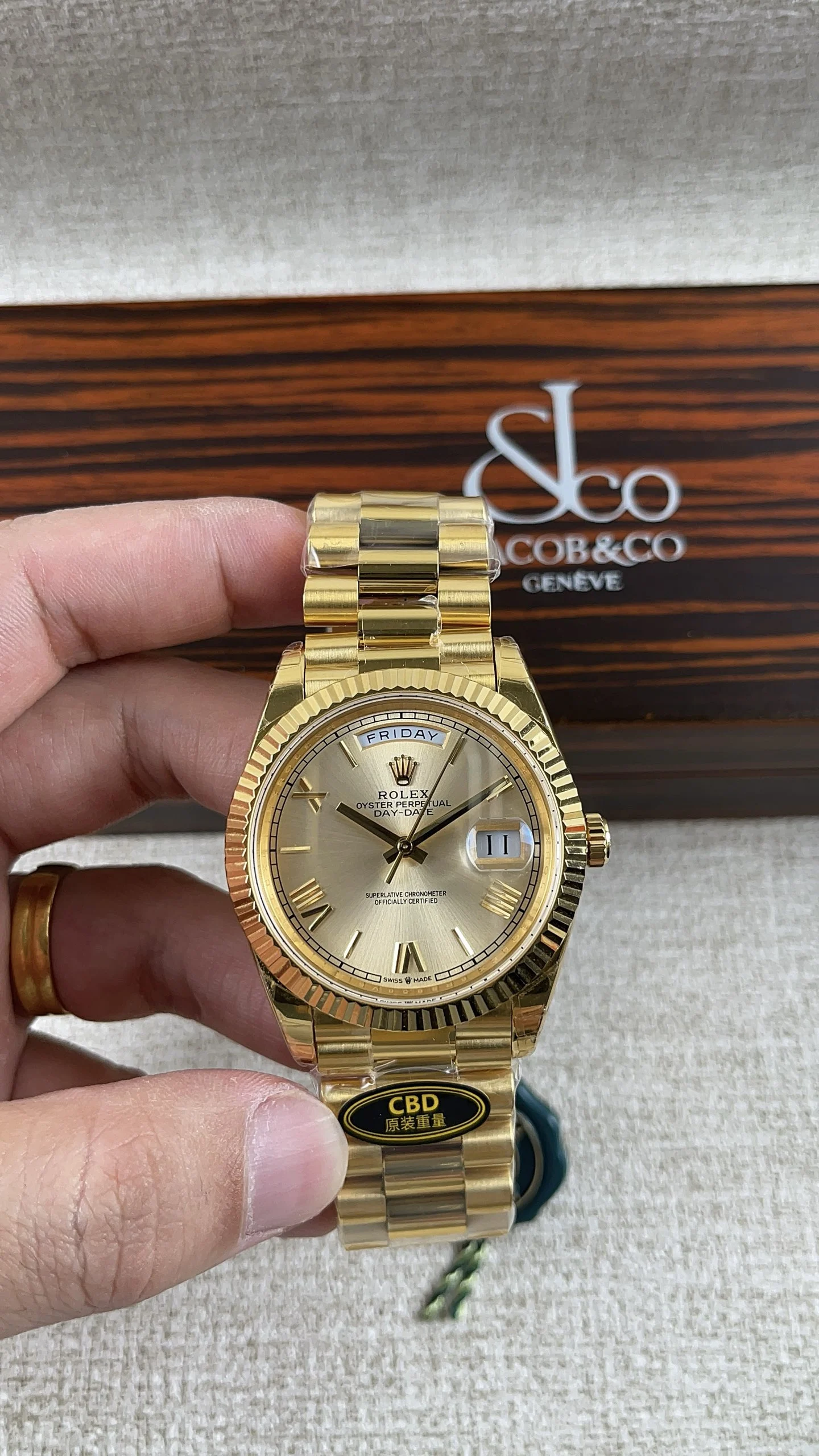 Rolex Datejust Yellow Dial — photographed off the sweep
