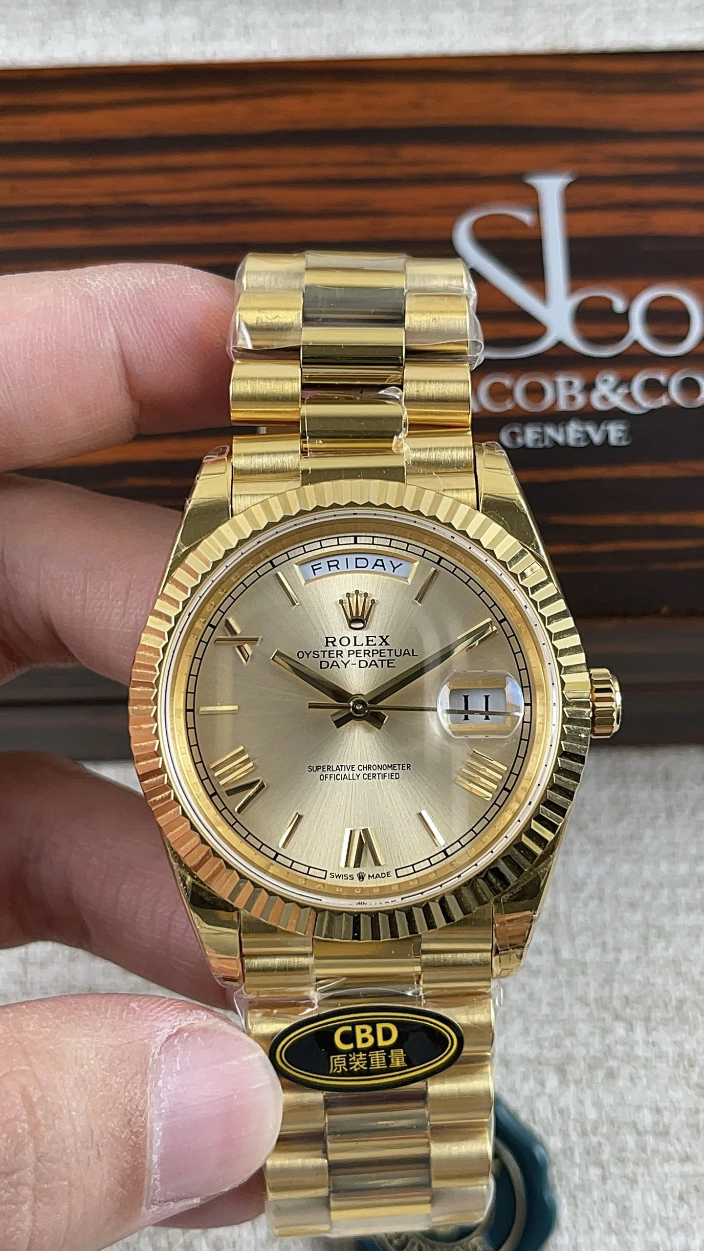 Rolex Datejust Yellow Dial — photographed off the sweep