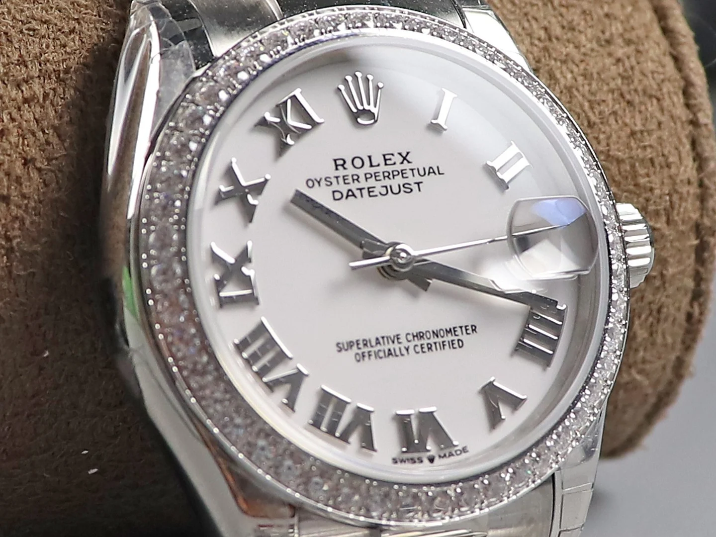 Rolex Datejust Yellow Gold Blue Dial — photographed off the sweep