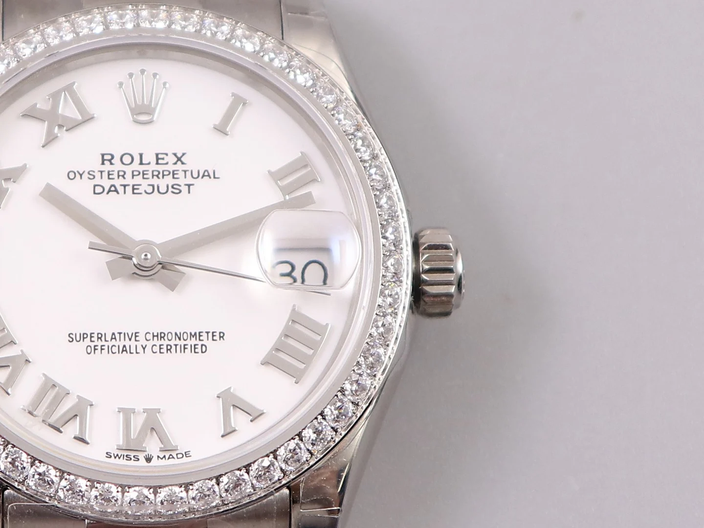 Rolex Datejust Yellow Gold Blue Dial — photographed off the sweep