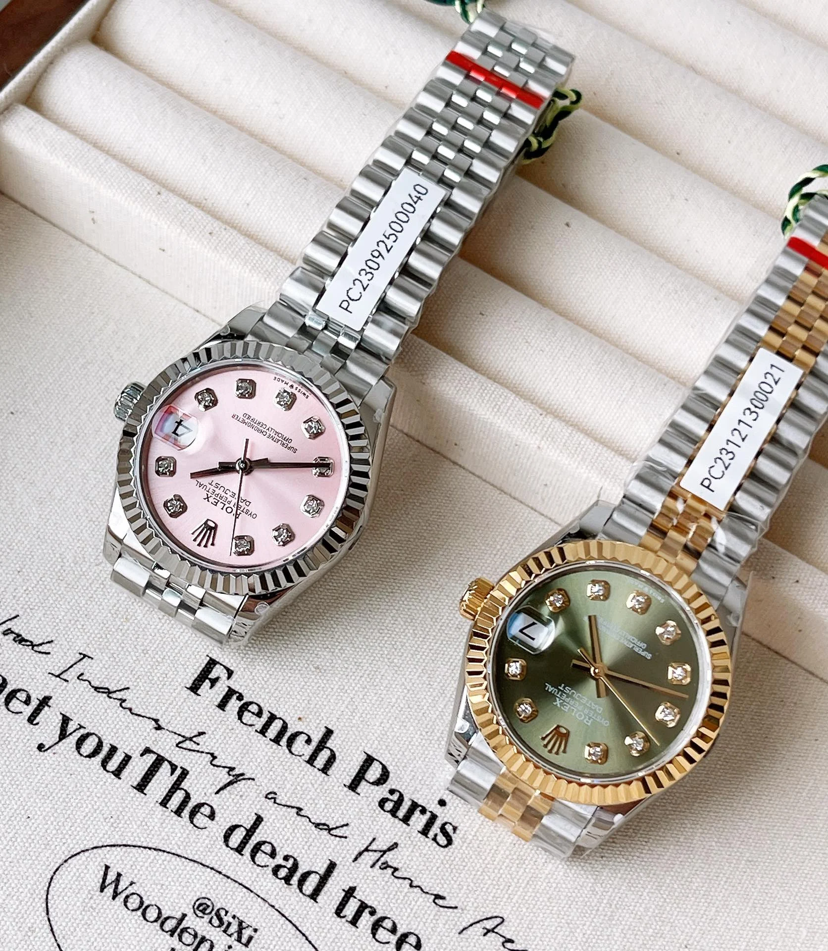 Rolex Datejust Yellow Gold White Dial Diamond-Set 31mm — photographed off the sweep