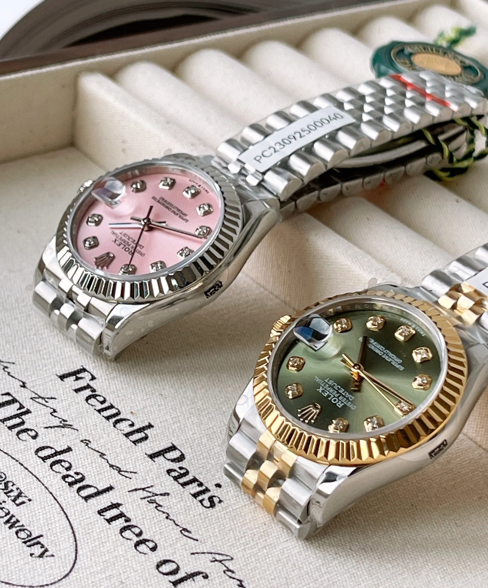 Rolex Datejust Yellow Gold White Dial Diamond-Set 31mm — photographed off the sweep