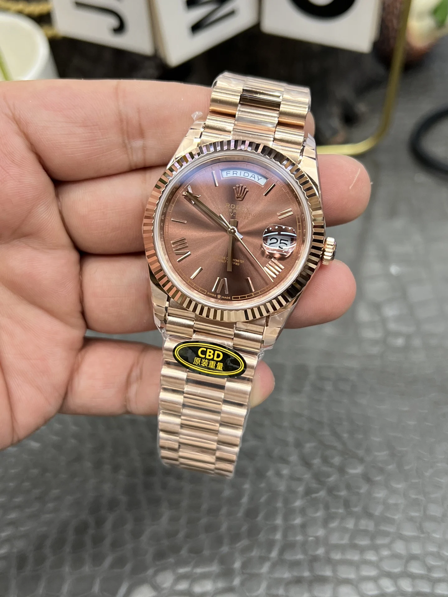 Rolex Day-Date — photographed off the sweep