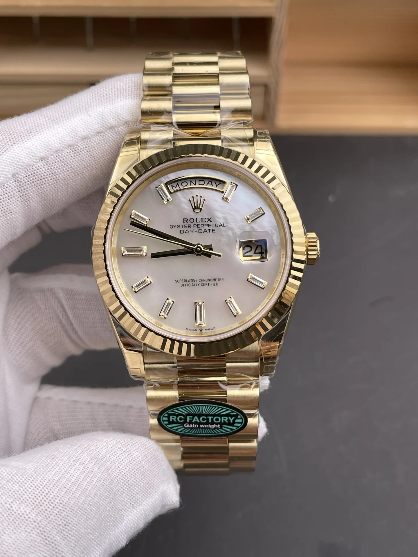 Rolex Day-Date 40mm — photographed off the sweep