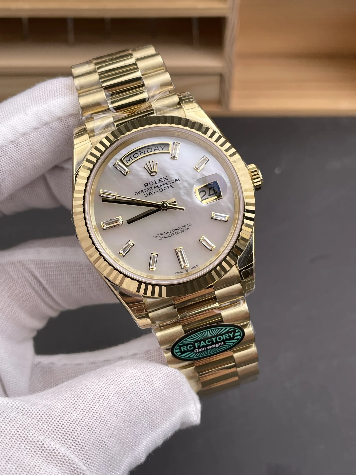 Rolex Day-Date 40mm — photographed off the sweep