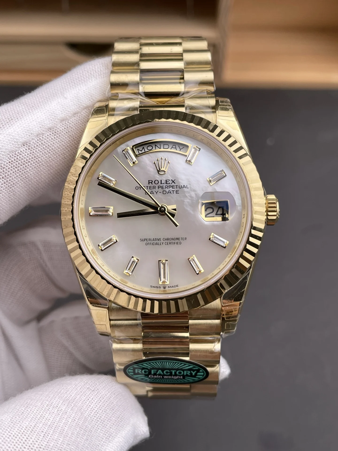 Rolex Day-Date 40mm — photographed off the sweep