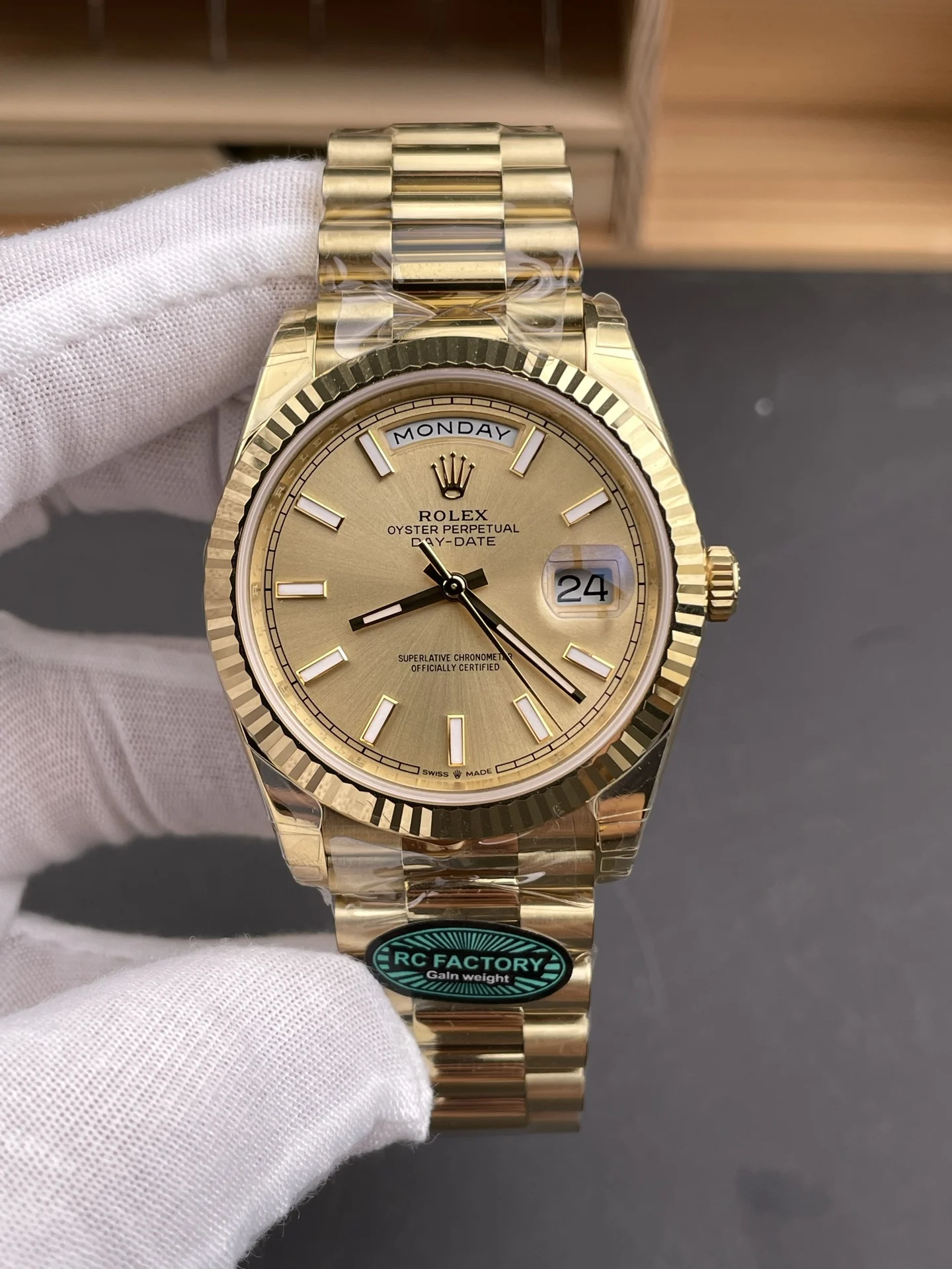 Rolex Day-Date 40mm — photographed off the sweep